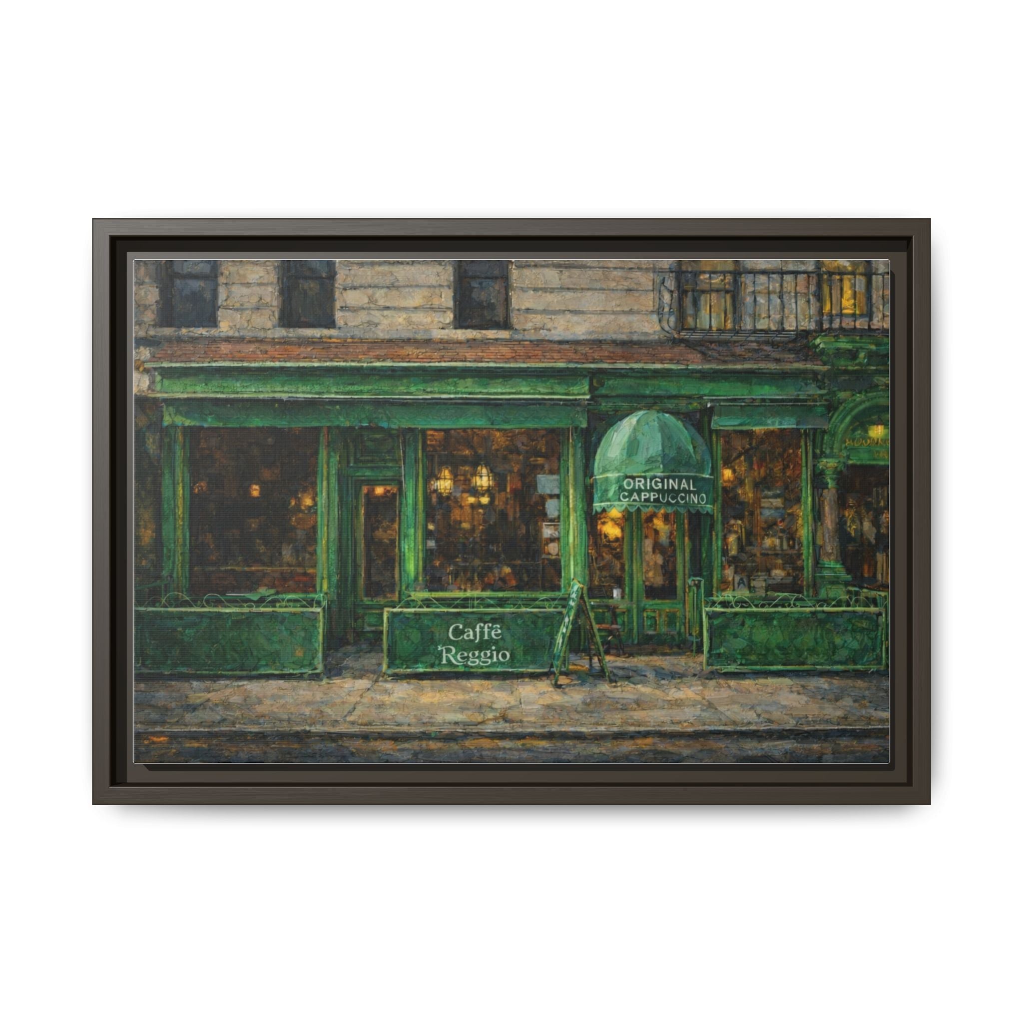 Caffe Reggio — Restaurant Print | Matte Canvas + Wooden Frame