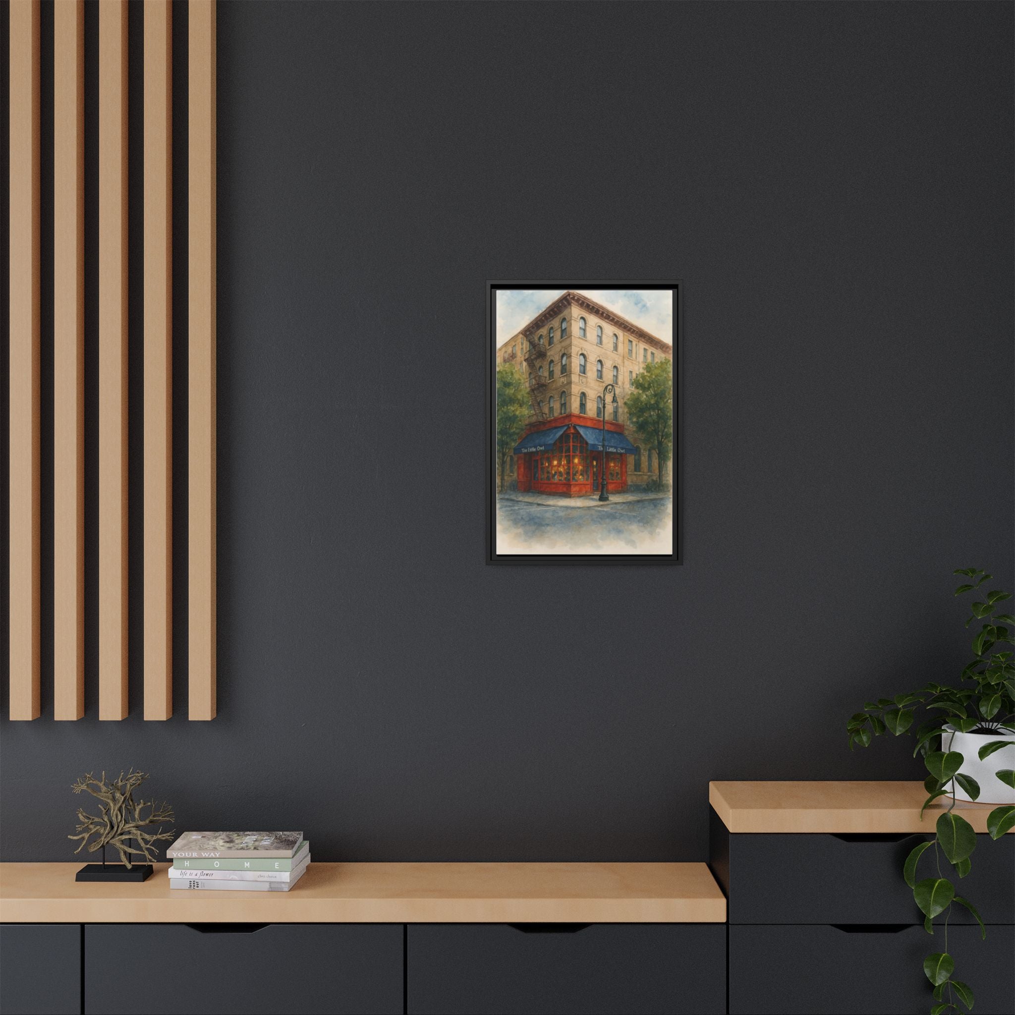 The Little Owl — Restaurant Print | Matte Canvas + Wooden Frame