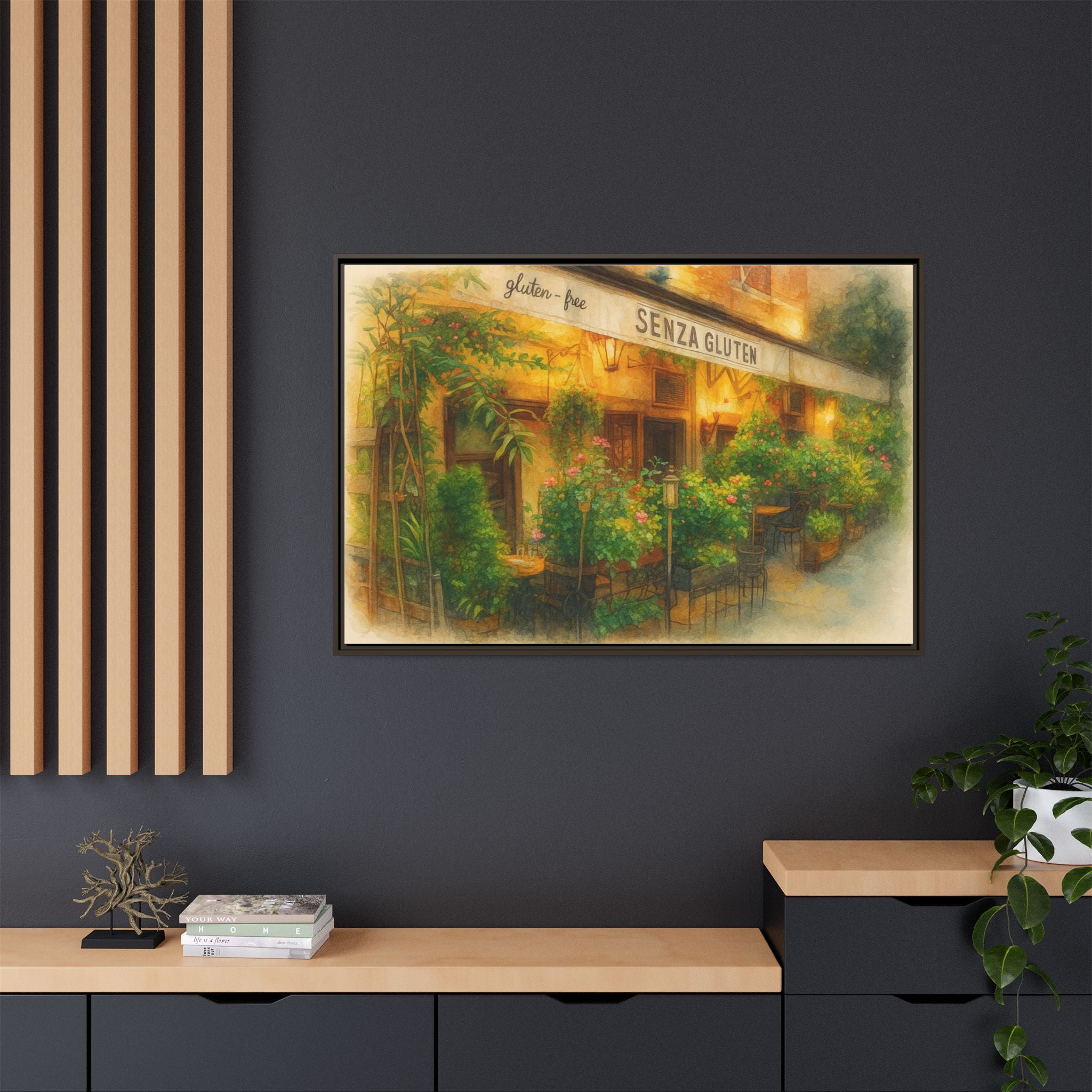 Senza Gluten — Restaurant Print | Matte Canvas + Wooden Frame