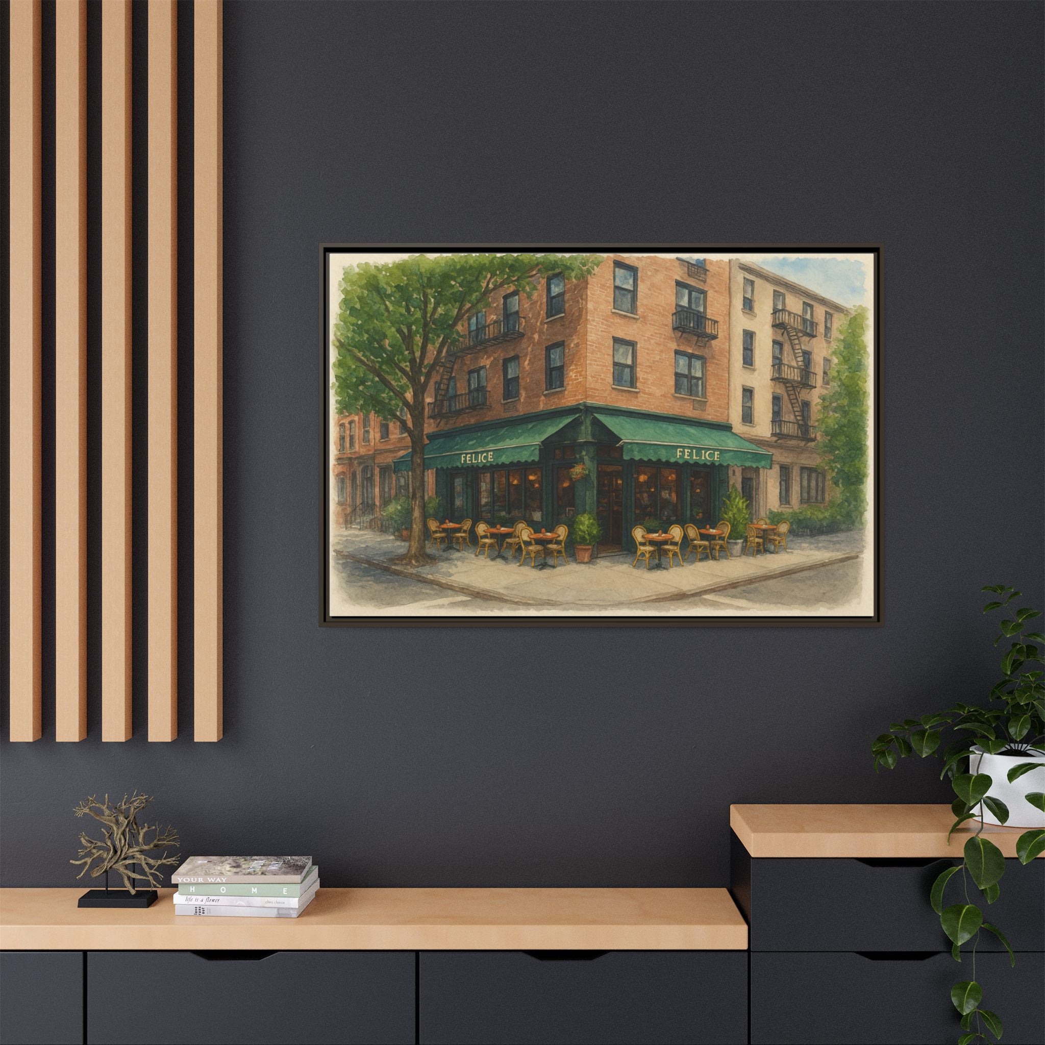 Felice — Restaurant Print | Matte Canvas + Wooden Frame