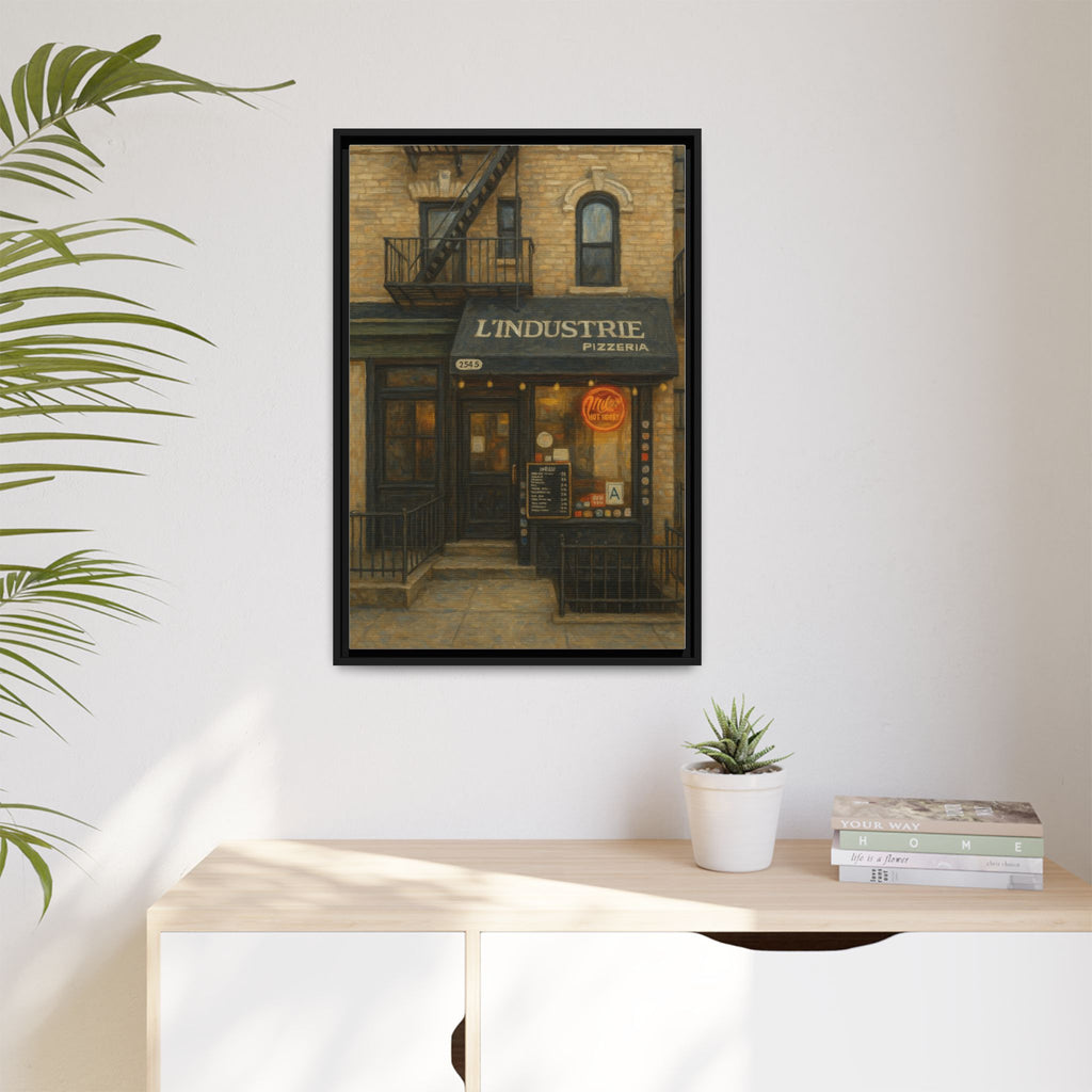 L'Industrie Pizza — Restaurant Print | Matte Canvas + Wooden Frame