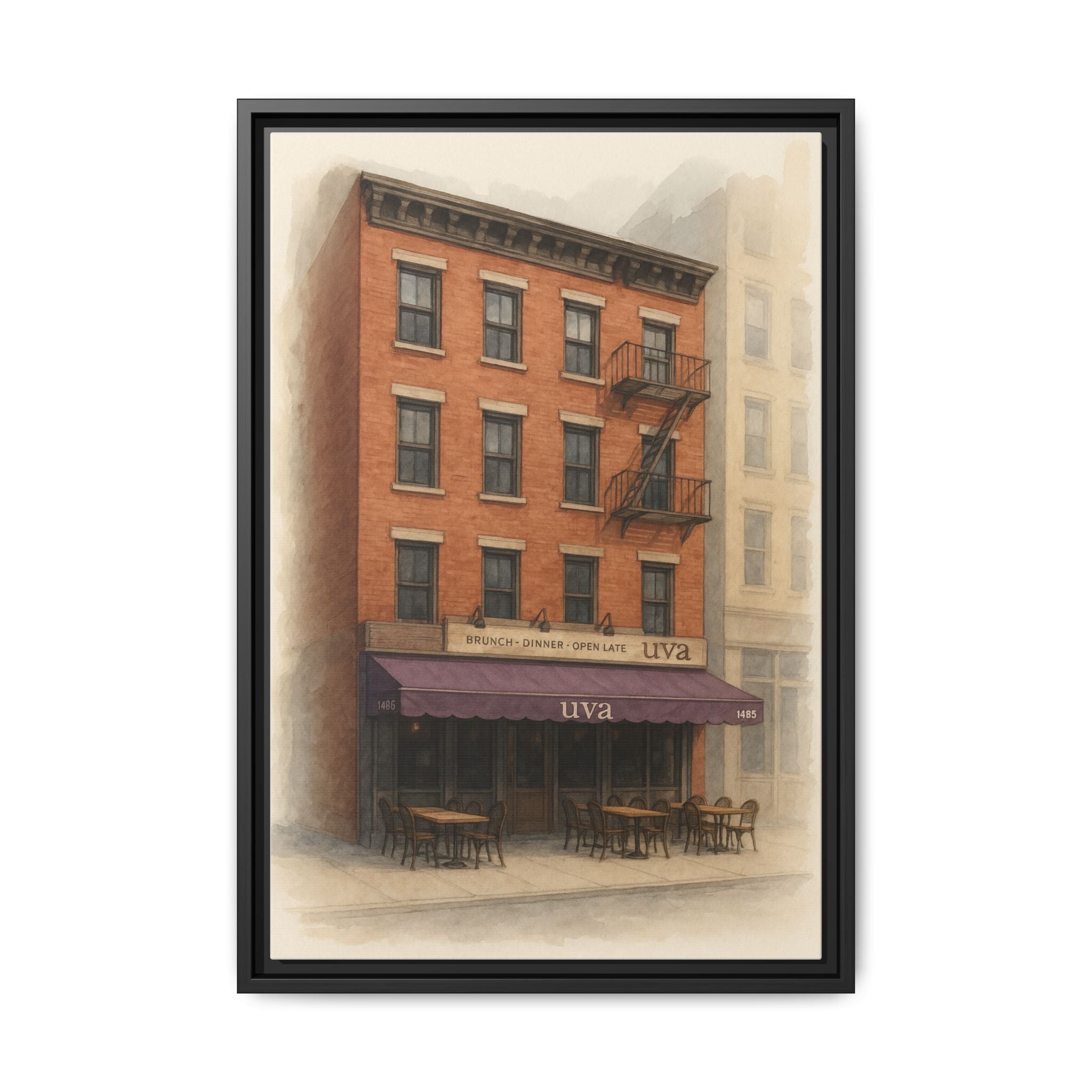 Uva Restaurant Print — Restaurant Print | Matte Canvas + Wooden Frame