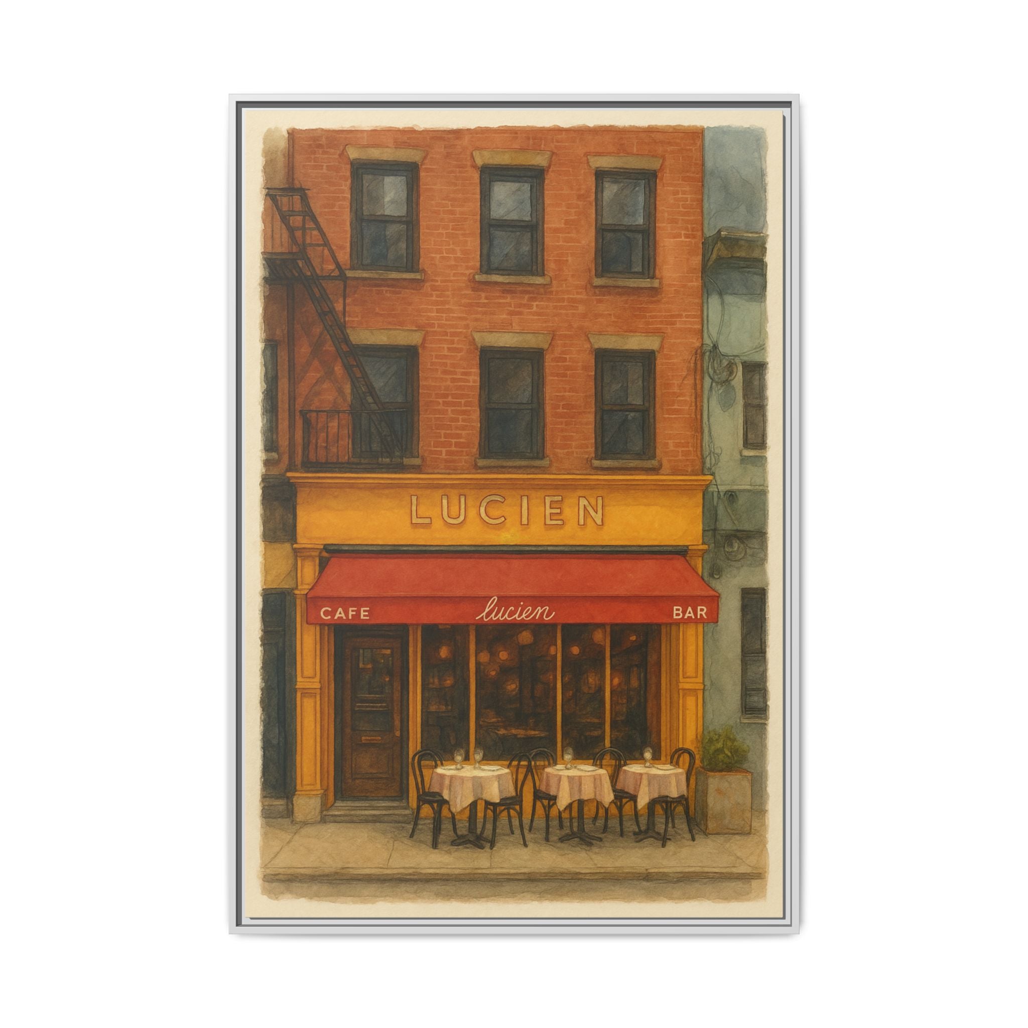 Lucien Restaurant — Restaurant Print | Matte Canvas + Wooden Frame