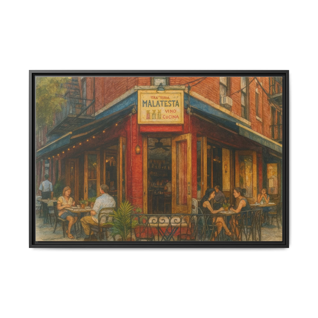 Malatesta Trattoria — Restaurant Print | Matte Canvas + Wooden Frame