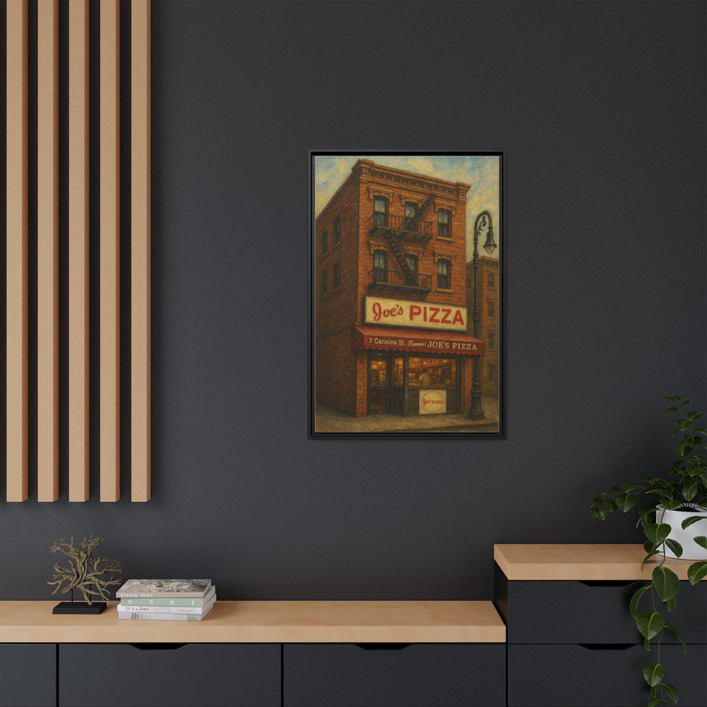 Joe's Pizza — Restaurant Print | Matte Canvas + Wooden Frame
