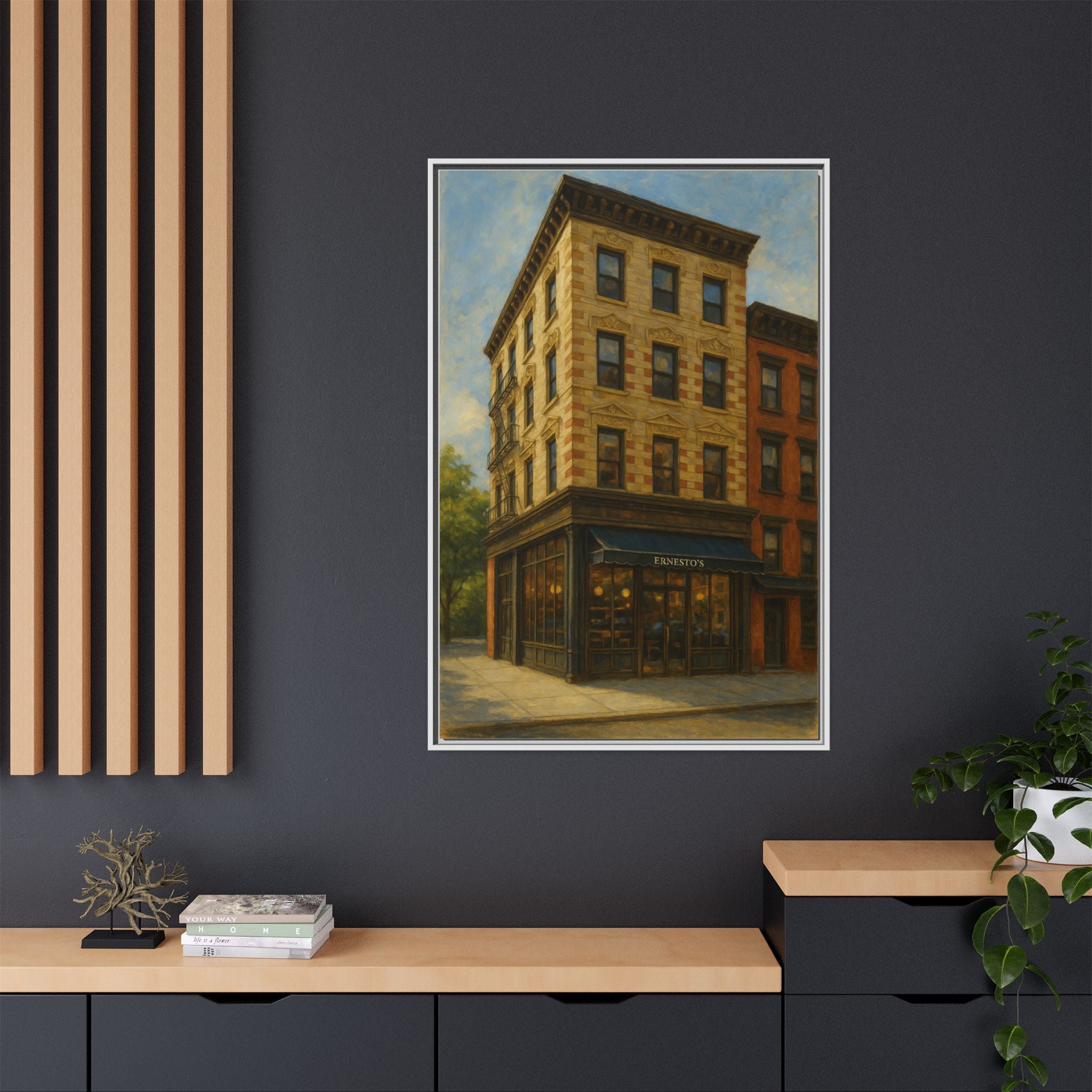 Ernesto's — Restaurant Print | Matte Canvas + Wooden Frame