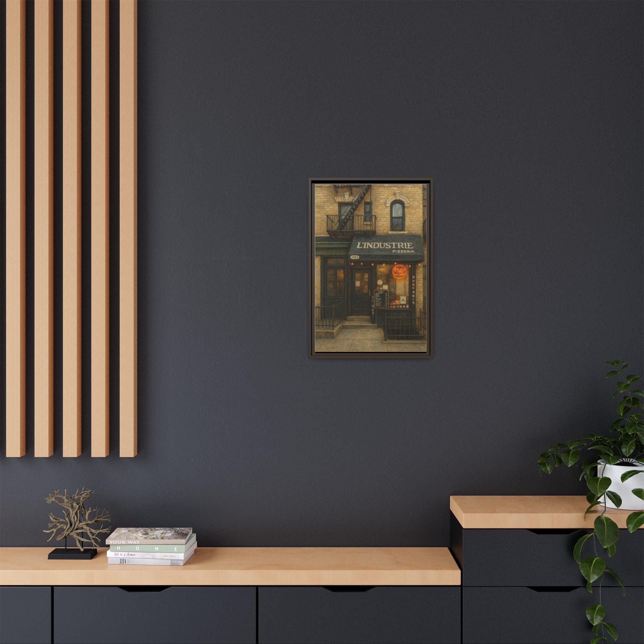 L'Industrie Pizza — Restaurant Print | Matte Canvas + Wooden Frame