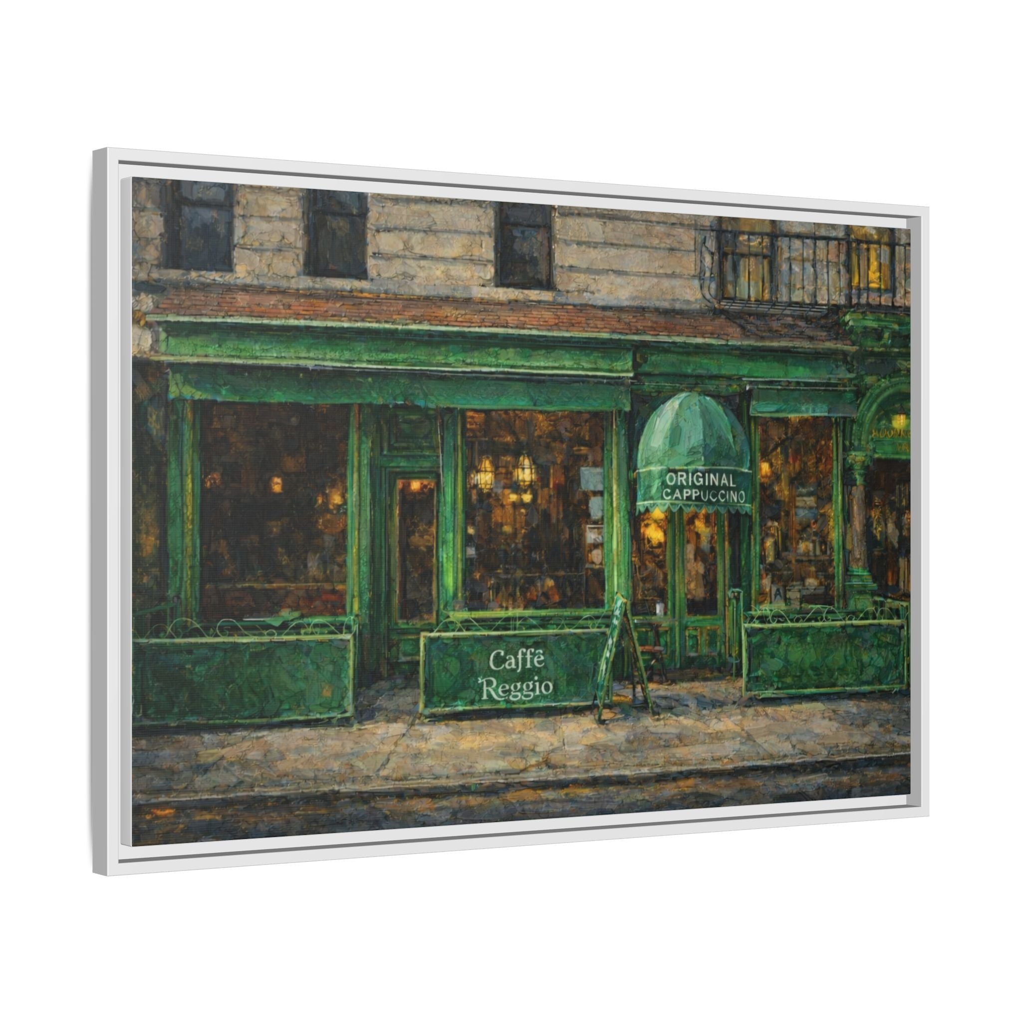 Caffe Reggio — Restaurant Print | Matte Canvas + Wooden Frame
