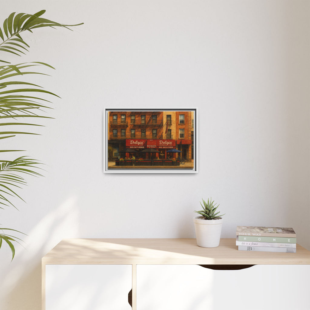 Delizia Pizza — Restaurant Print | Matte Canvas + Wooden Frame