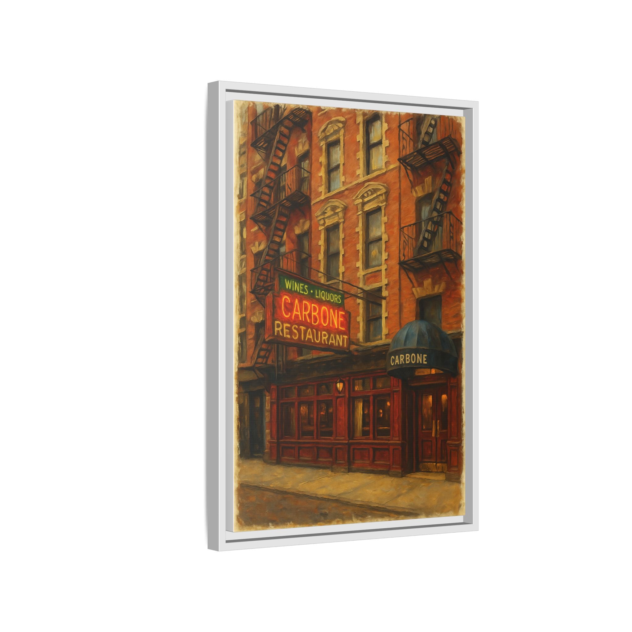 Carbone — Restaurant Print | Matte Canvas + Wooden Frame