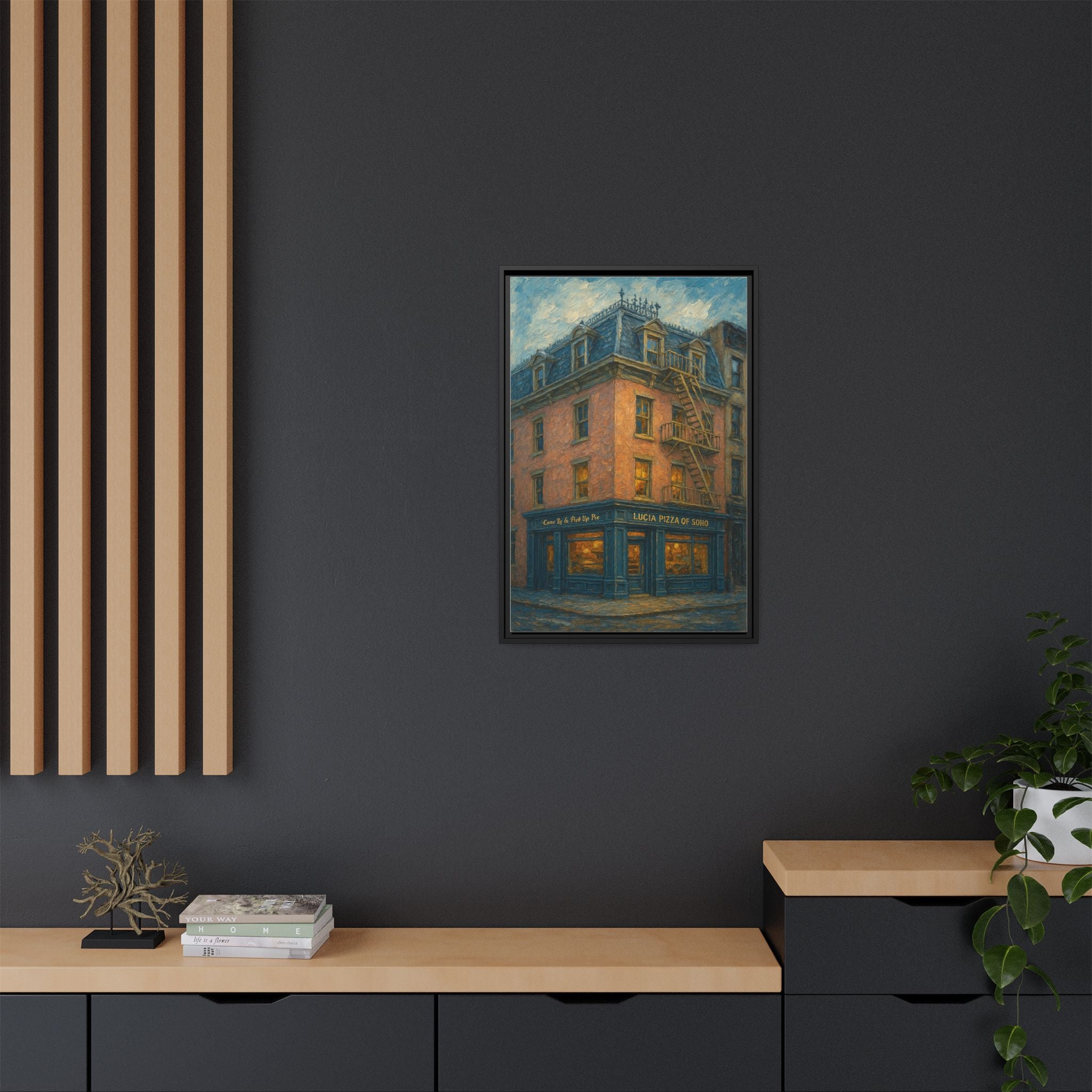 Lucia Pizza of Soho — Restaurant Print | Matte Canvas + Wooden Frame