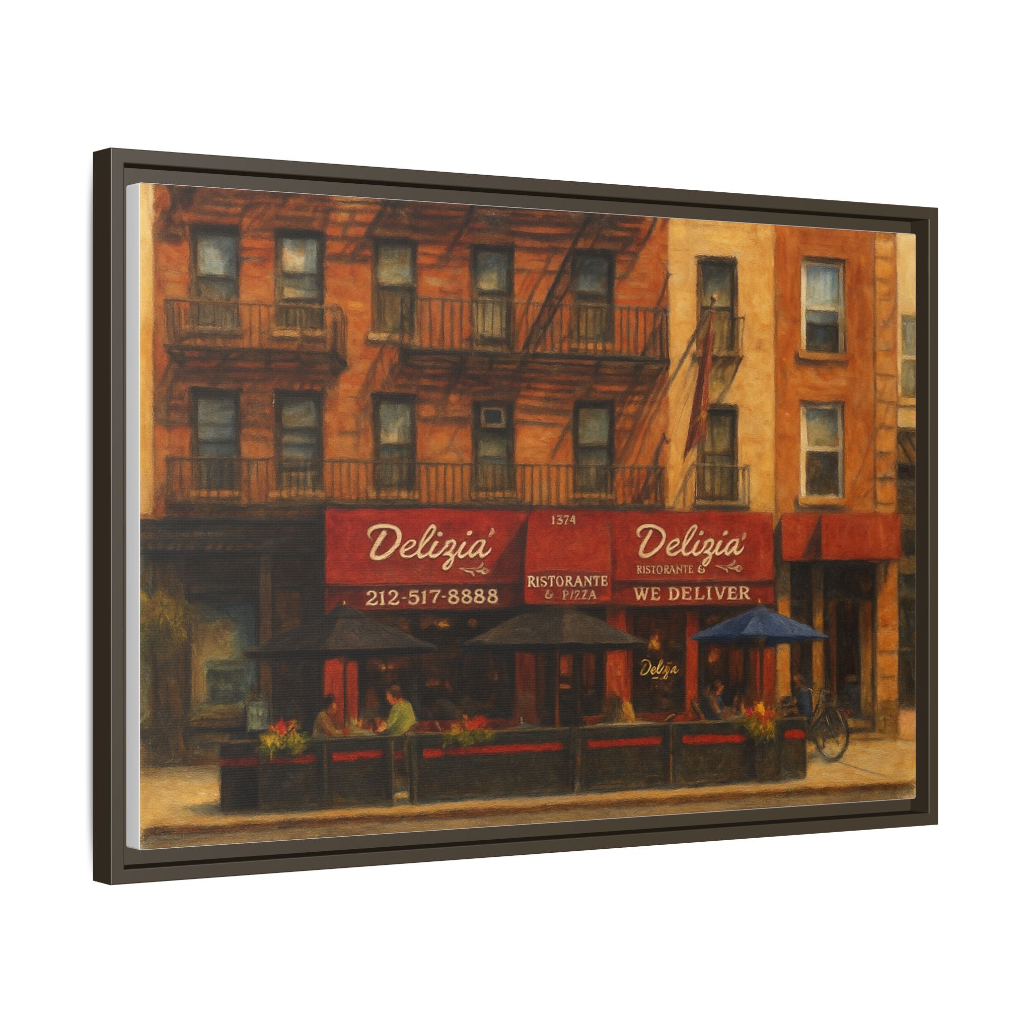 Delizia Pizza — Restaurant Print | Matte Canvas + Wooden Frame