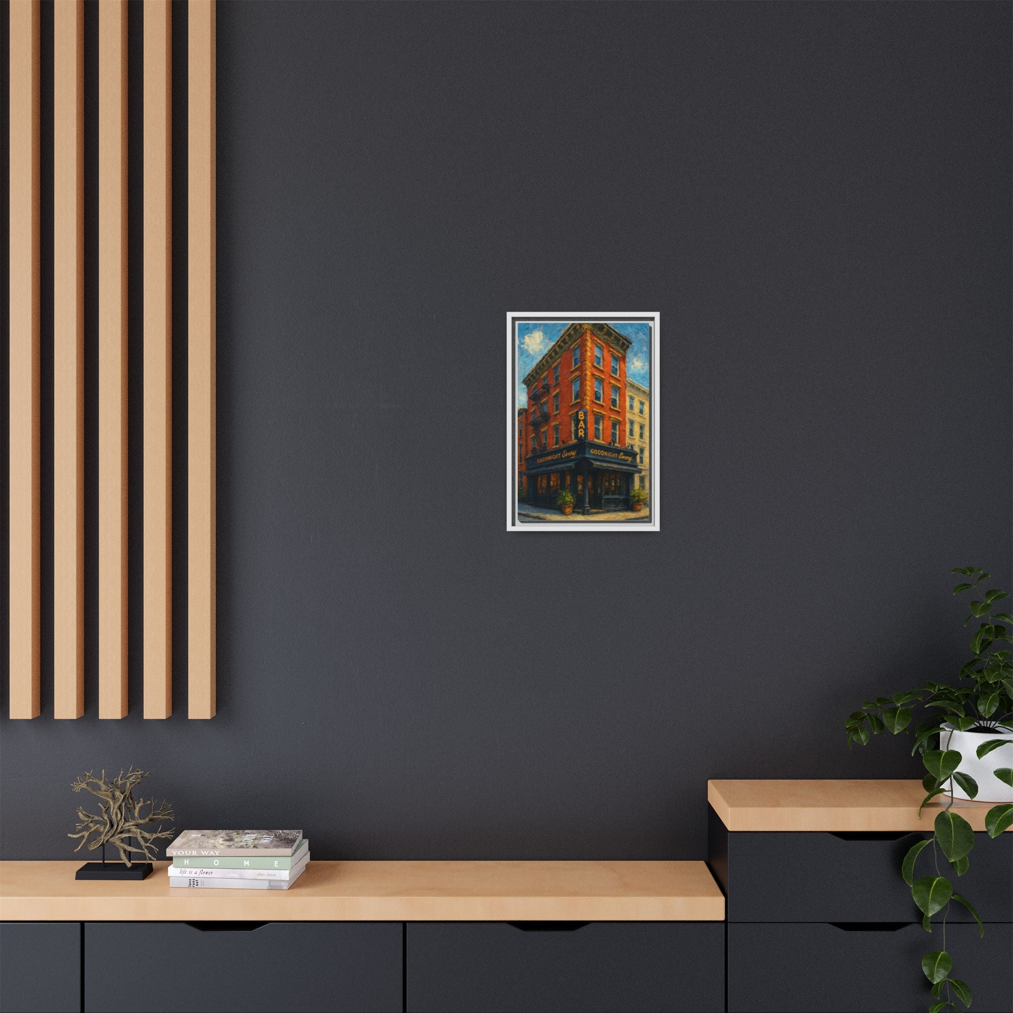 Goodnight Sonny — Restaurant Print | Matte Canvas + Wooden Frame