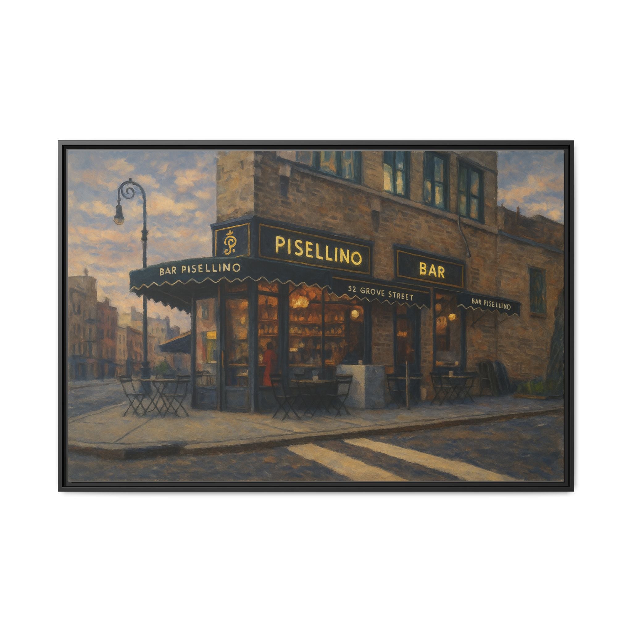 Bar Pisellino — Restaurant Print | Matte Canvas + Wooden Frame