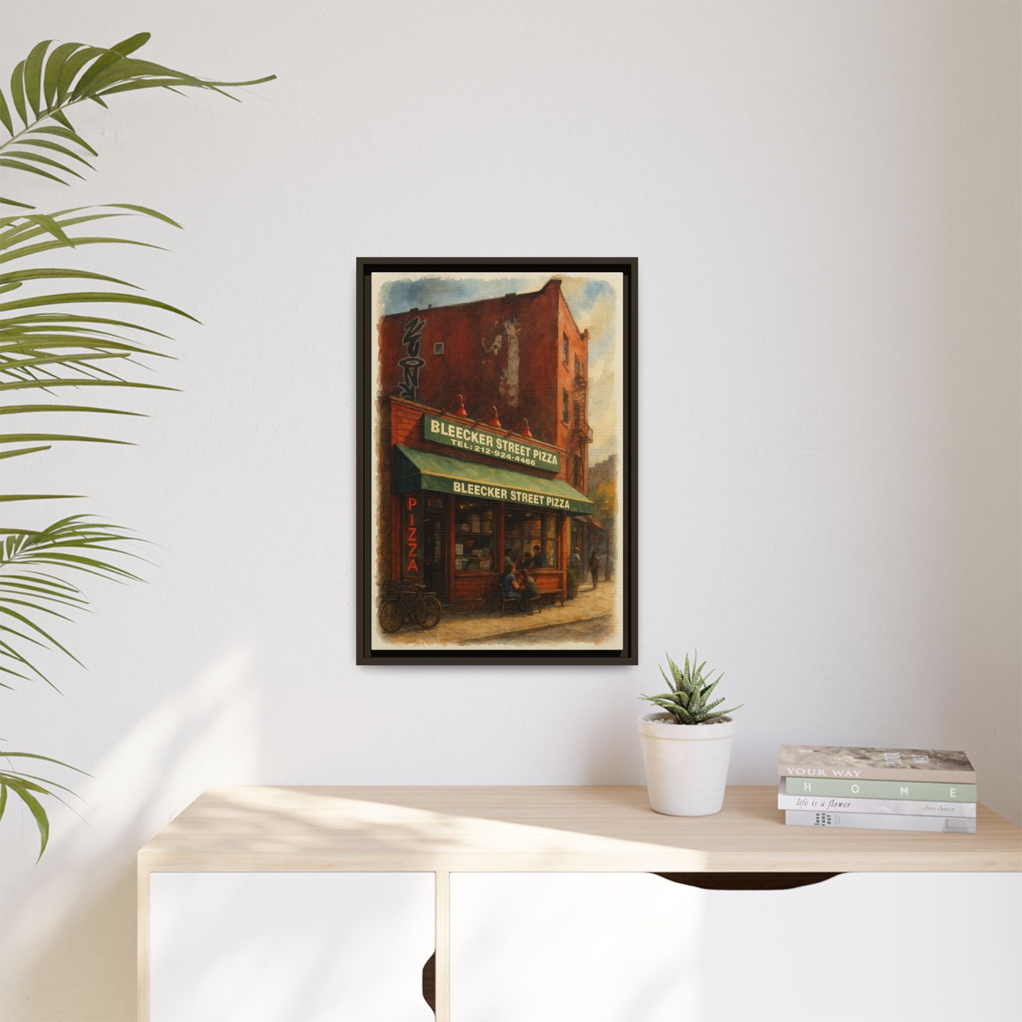 Bleecker Street Pizza — Restaurant Print | Matte Canvas + Wooden Frame