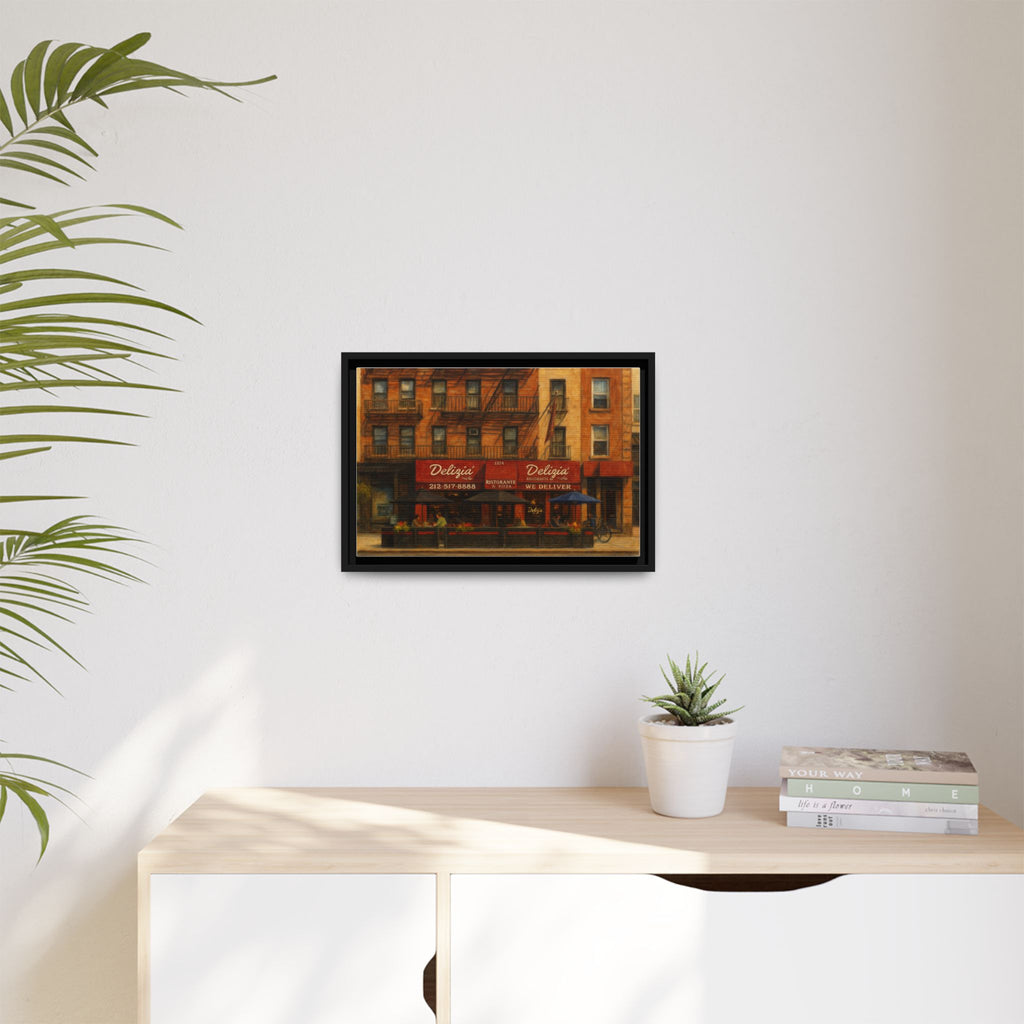 Delizia Pizza — Restaurant Print | Matte Canvas + Wooden Frame