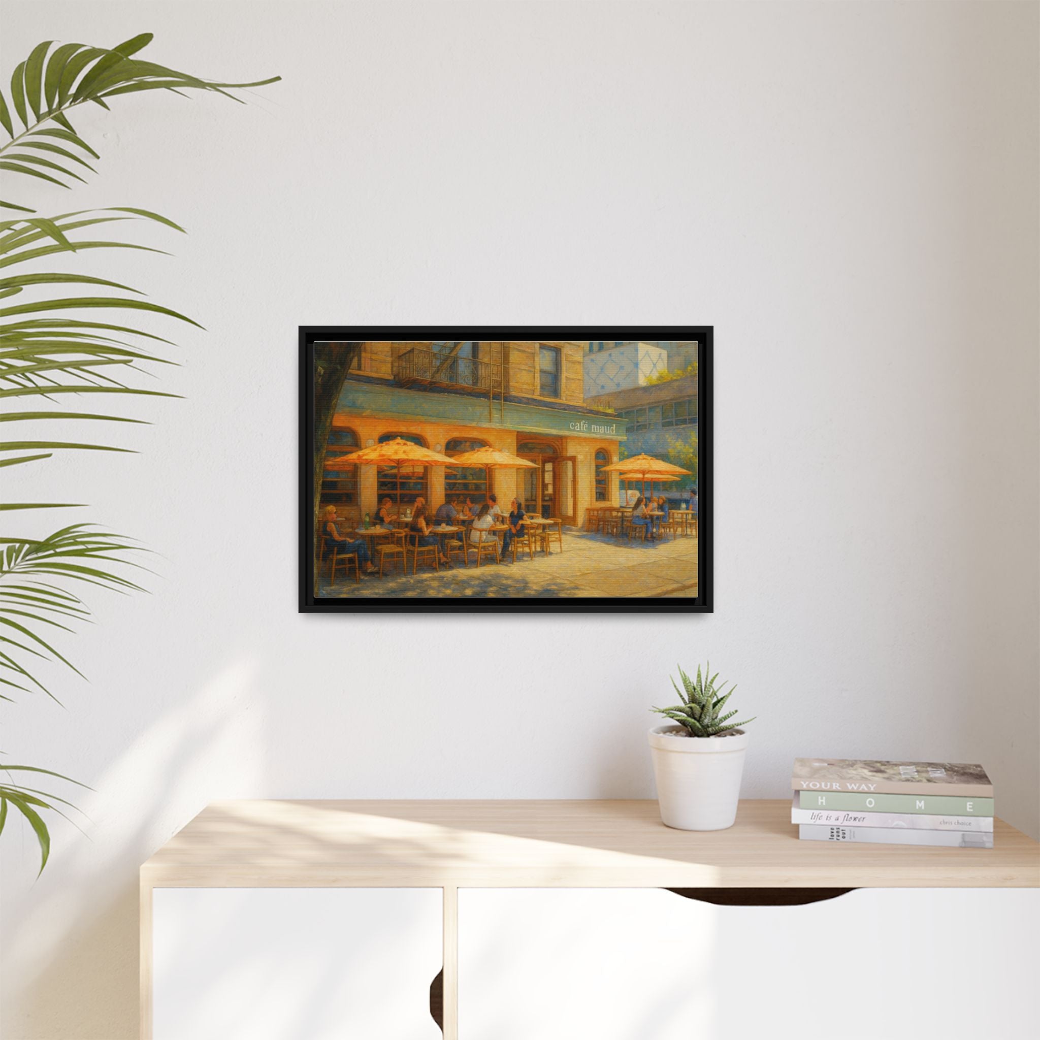 Café Maud — Restaurant Print | Matte Canvas + Wooden Frame