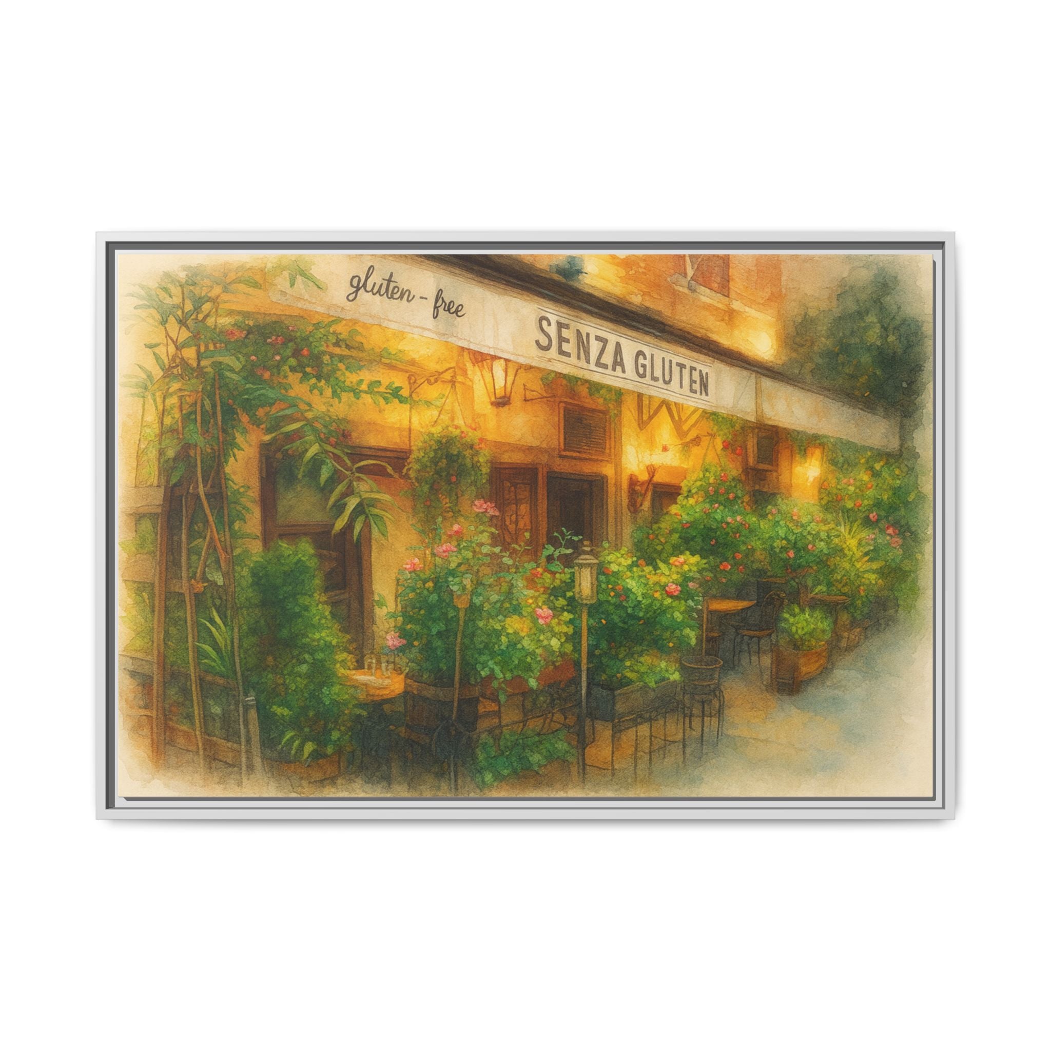 Senza Gluten — Restaurant Print | Matte Canvas + Wooden Frame