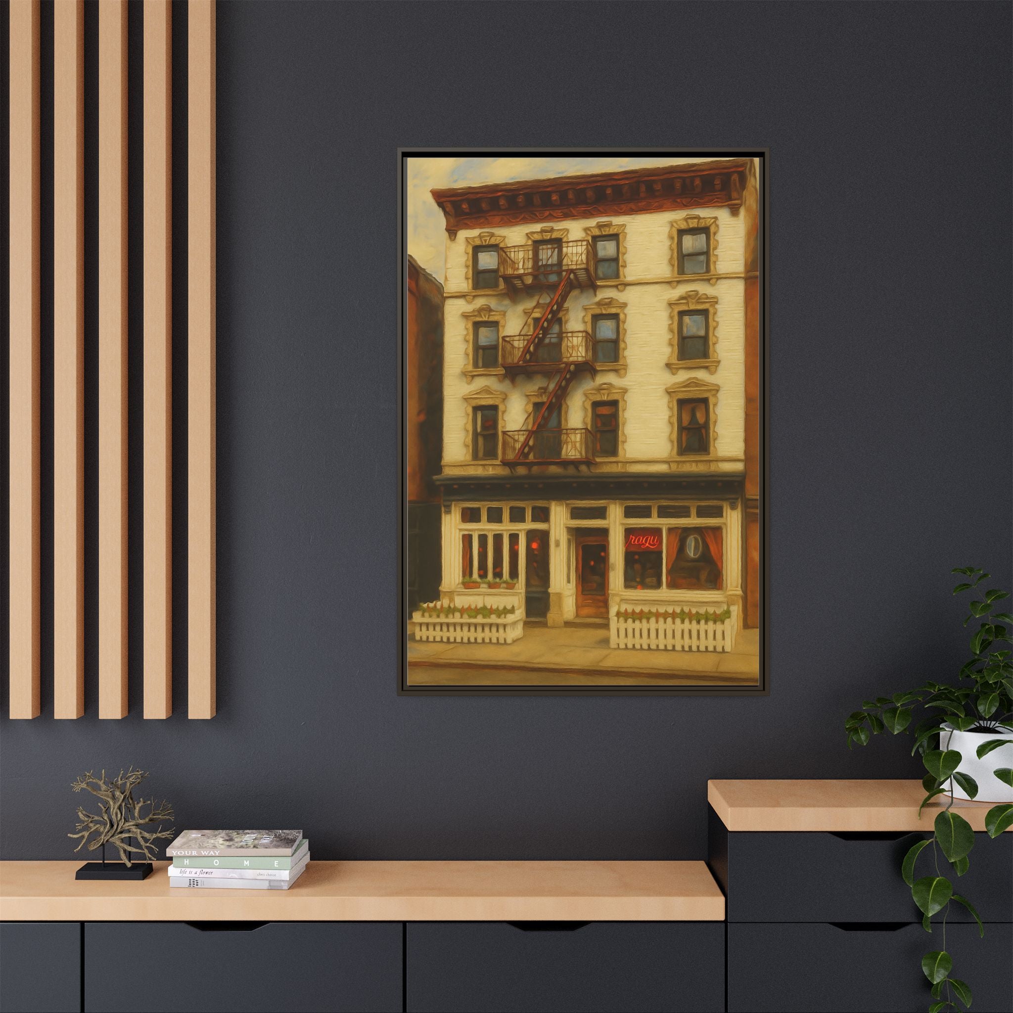 Frank — Restaurant Print | Matte Canvas + Wooden Frame
