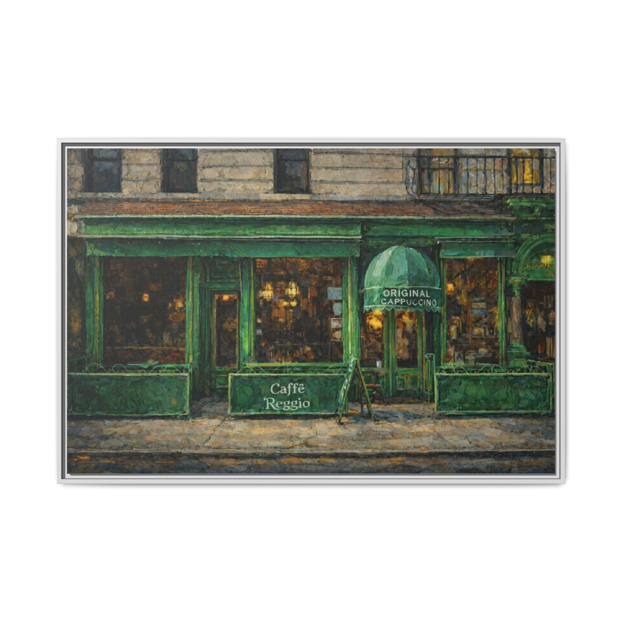 Caffe Reggio — Restaurant Print | Matte Canvas + Wooden Frame