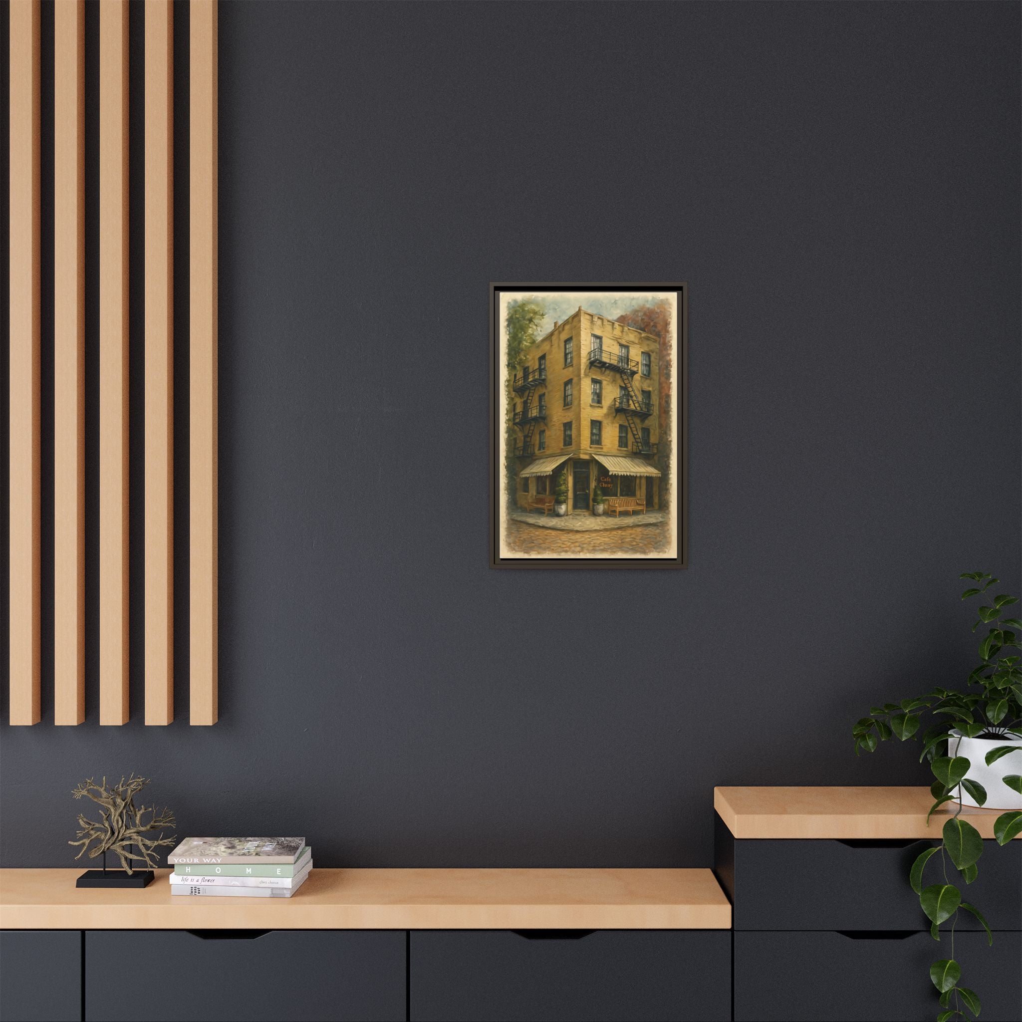 Cafe Cluny — Restaurant Print | Matte Canvas + Wooden Frame