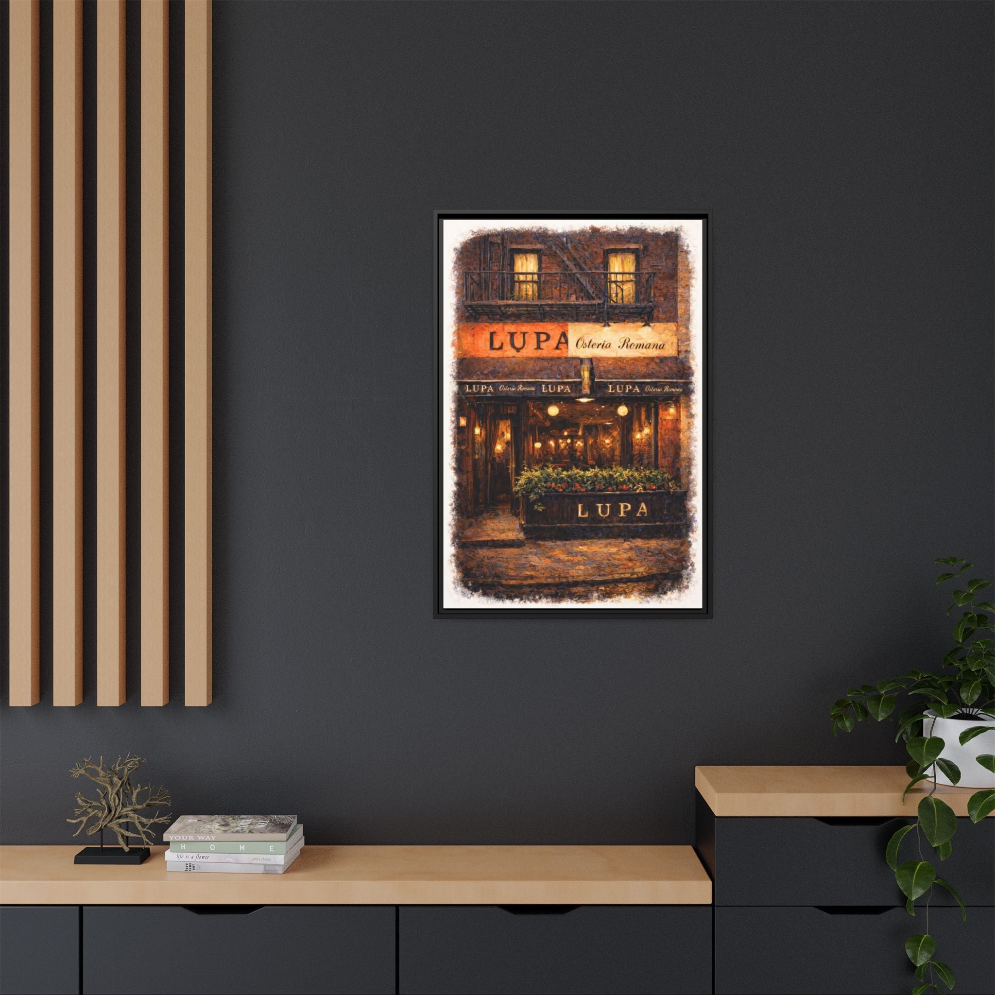 Lupa Osteria Romana — Restaurant Print | Matte Canvas + Wooden Frame