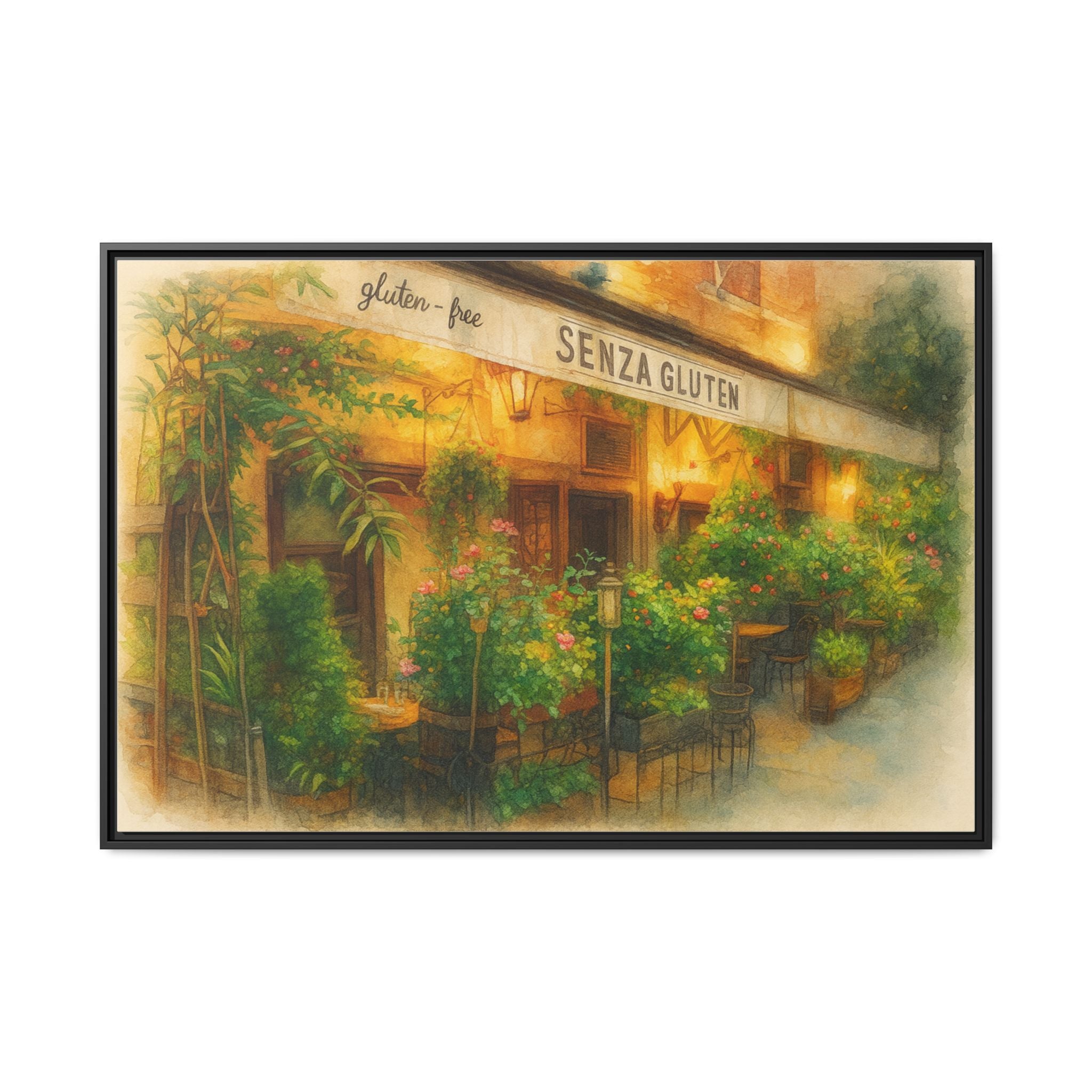 Senza Gluten — Restaurant Print | Matte Canvas + Wooden Frame