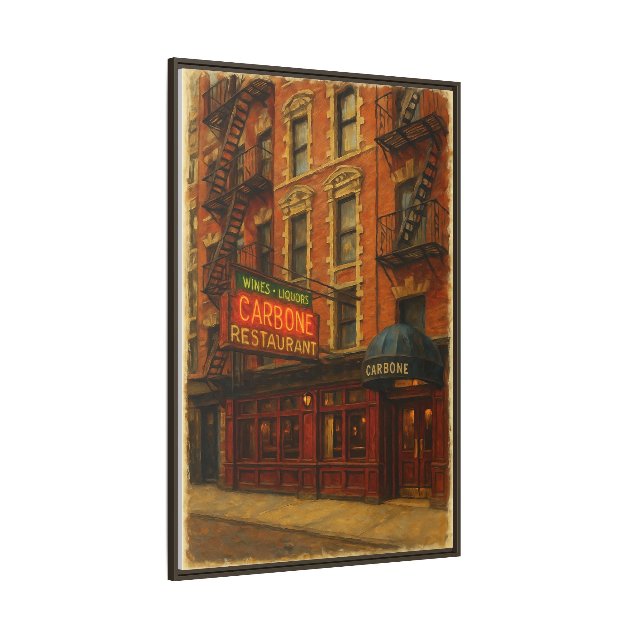 Carbone — Restaurant Print | Matte Canvas + Wooden Frame