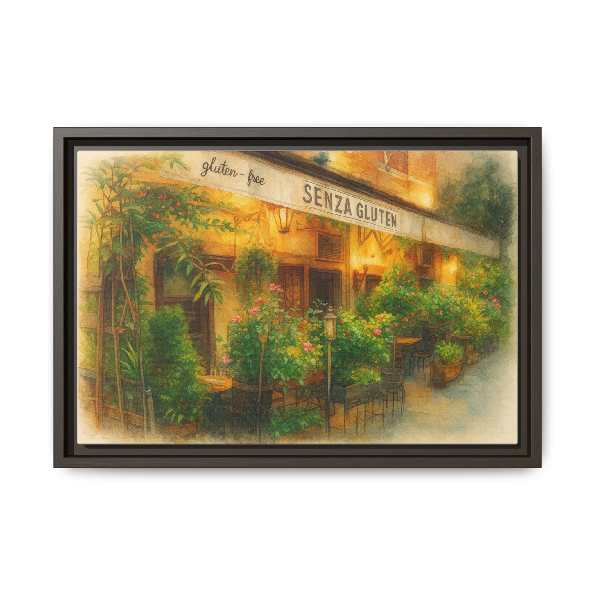 Senza Gluten — Restaurant Print | Matte Canvas + Wooden Frame