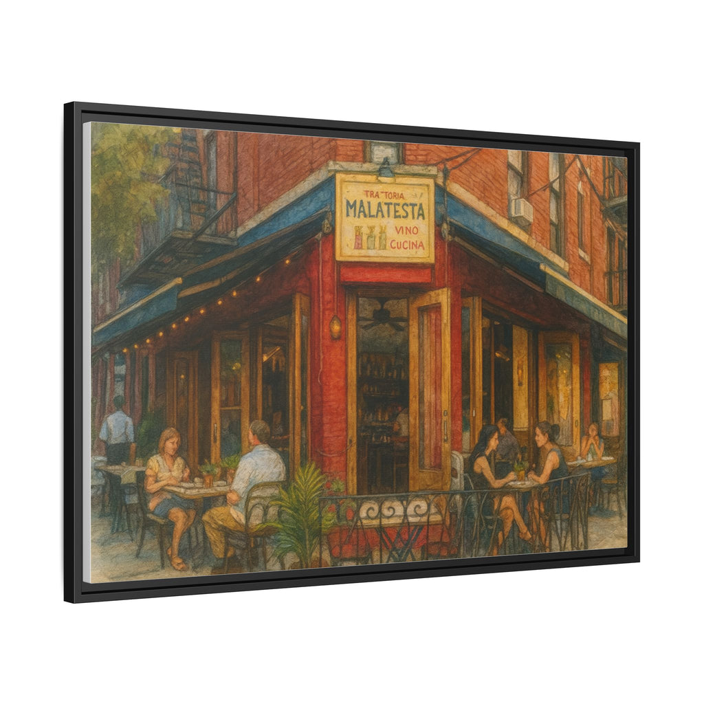Malatesta Trattoria — Restaurant Print | Matte Canvas + Wooden Frame