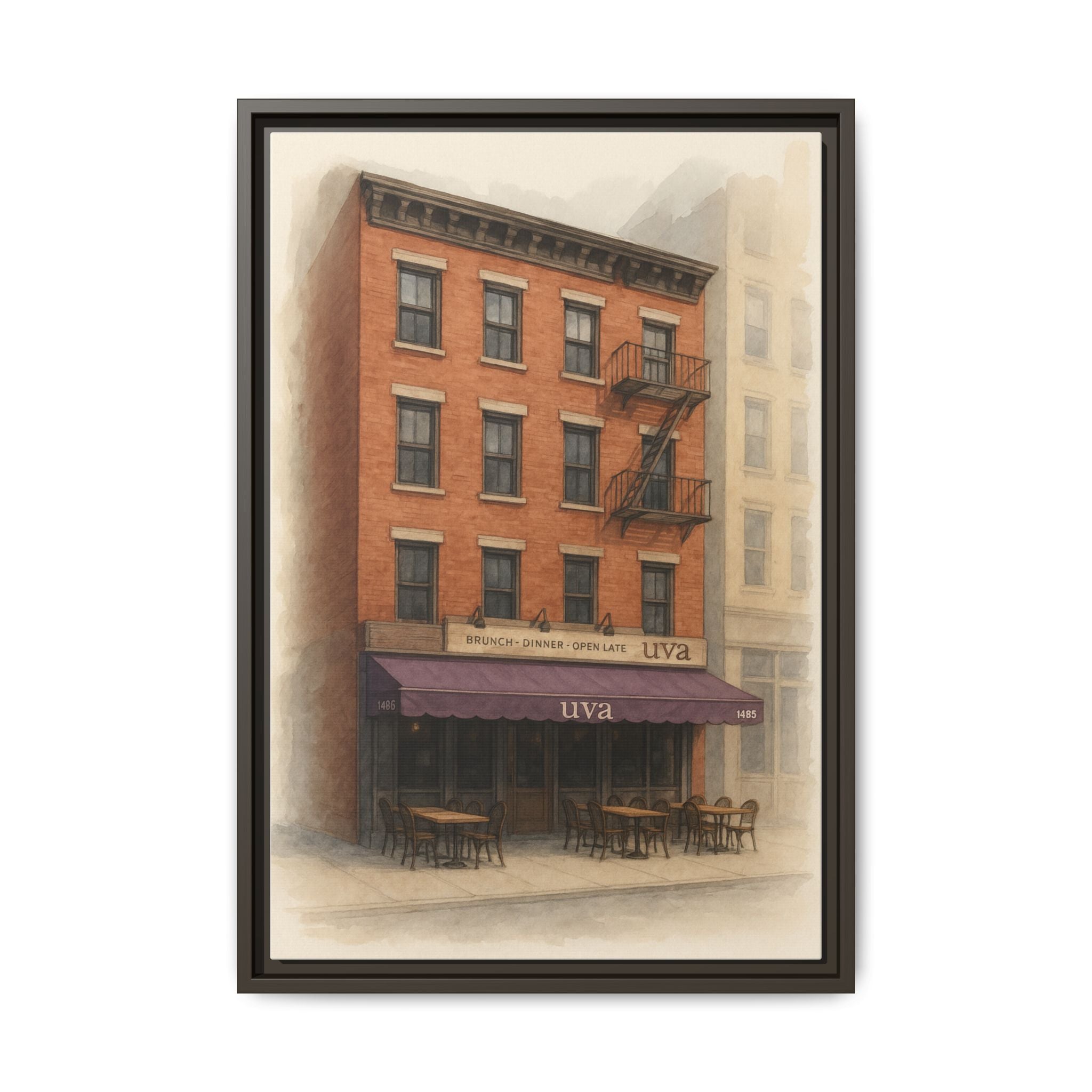 Uva Restaurant Print — Restaurant Print | Matte Canvas + Wooden Frame
