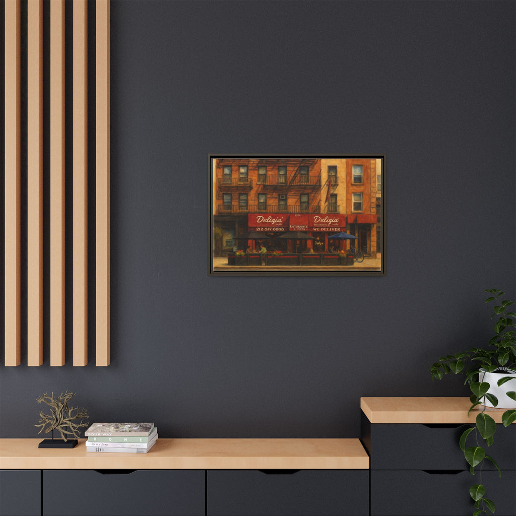 Delizia Pizza — Restaurant Print | Matte Canvas + Wooden Frame