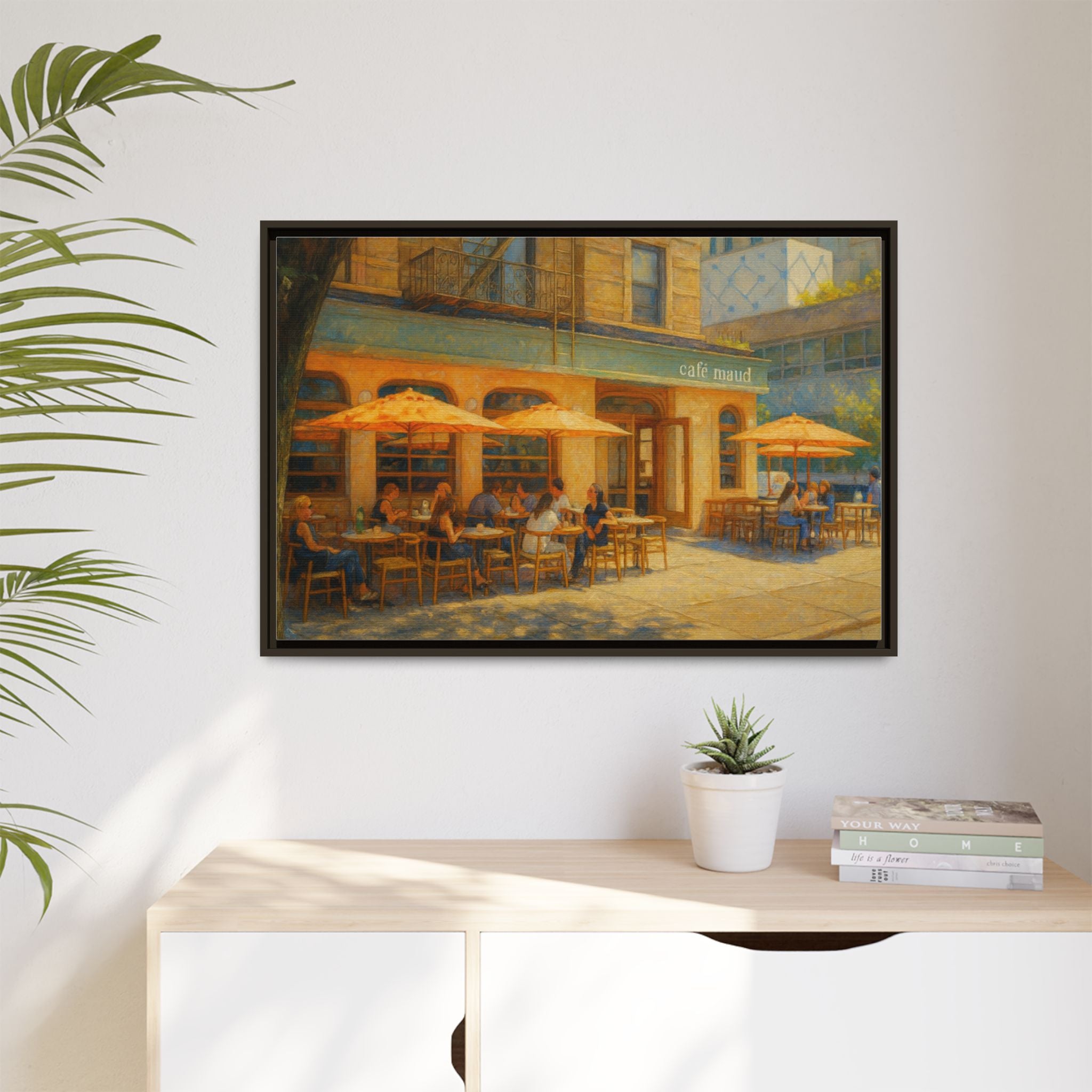 Café Maud — Restaurant Print | Matte Canvas + Wooden Frame
