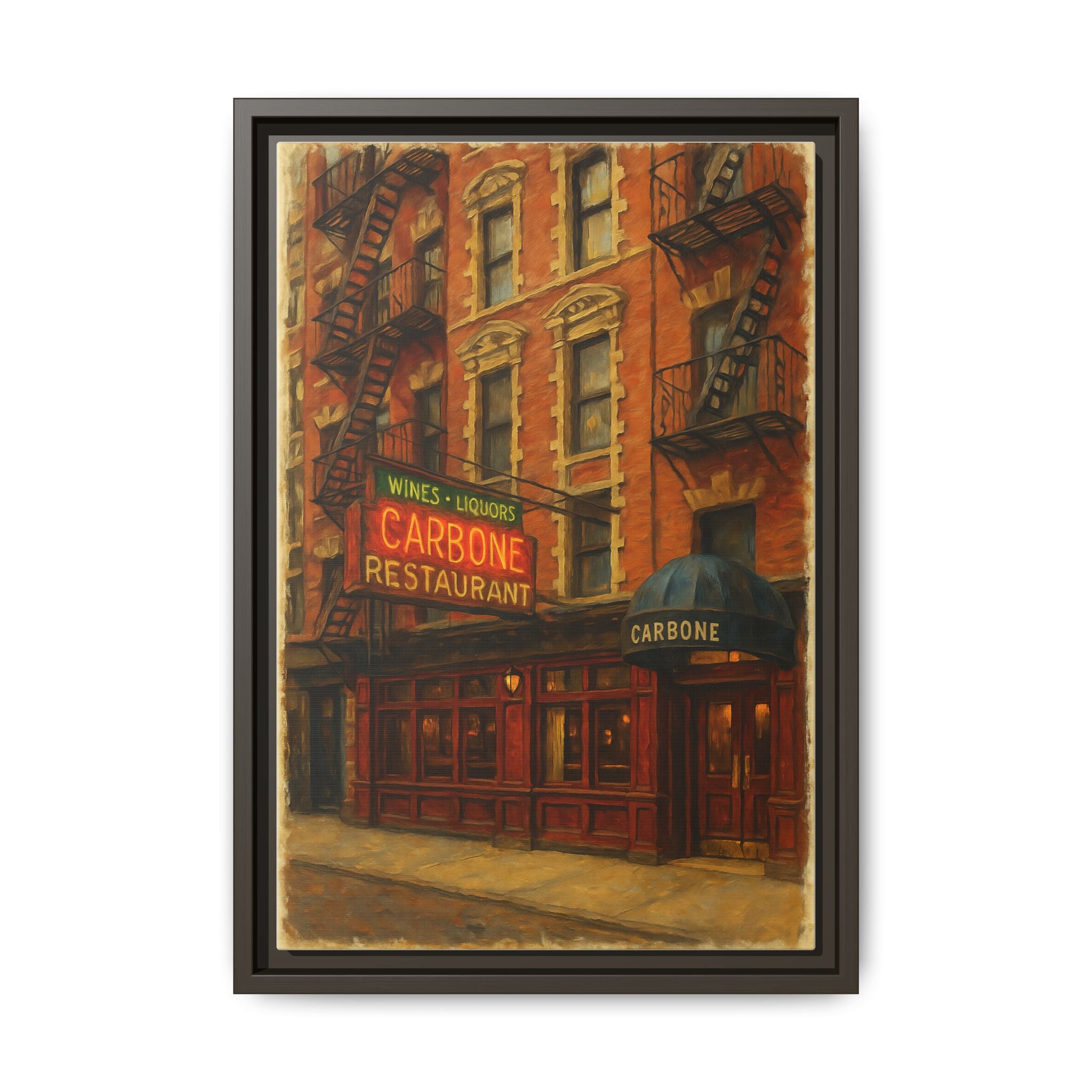 Carbone — Restaurant Print | Matte Canvas + Wooden Frame