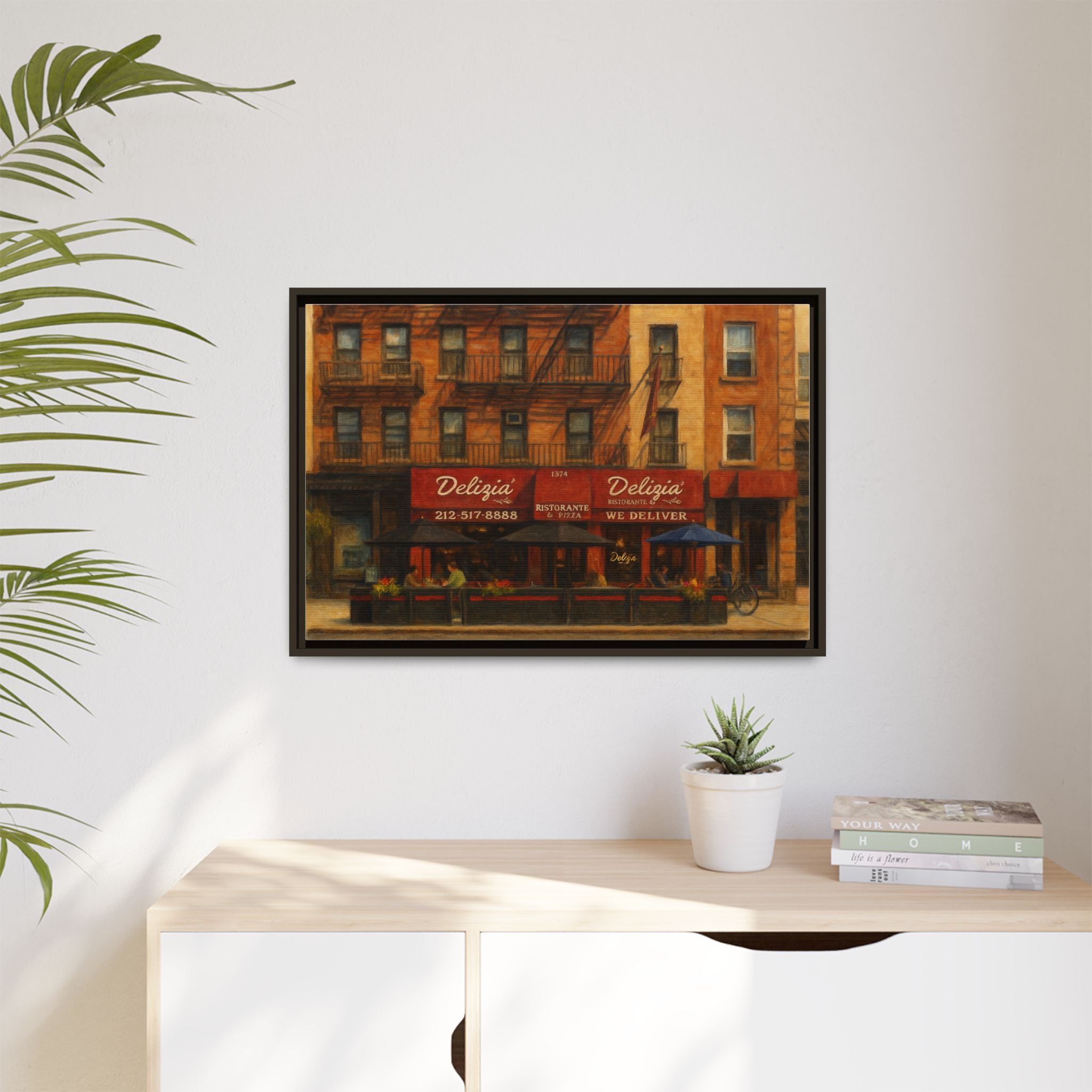 Delizia Pizza — Restaurant Print | Matte Canvas + Wooden Frame