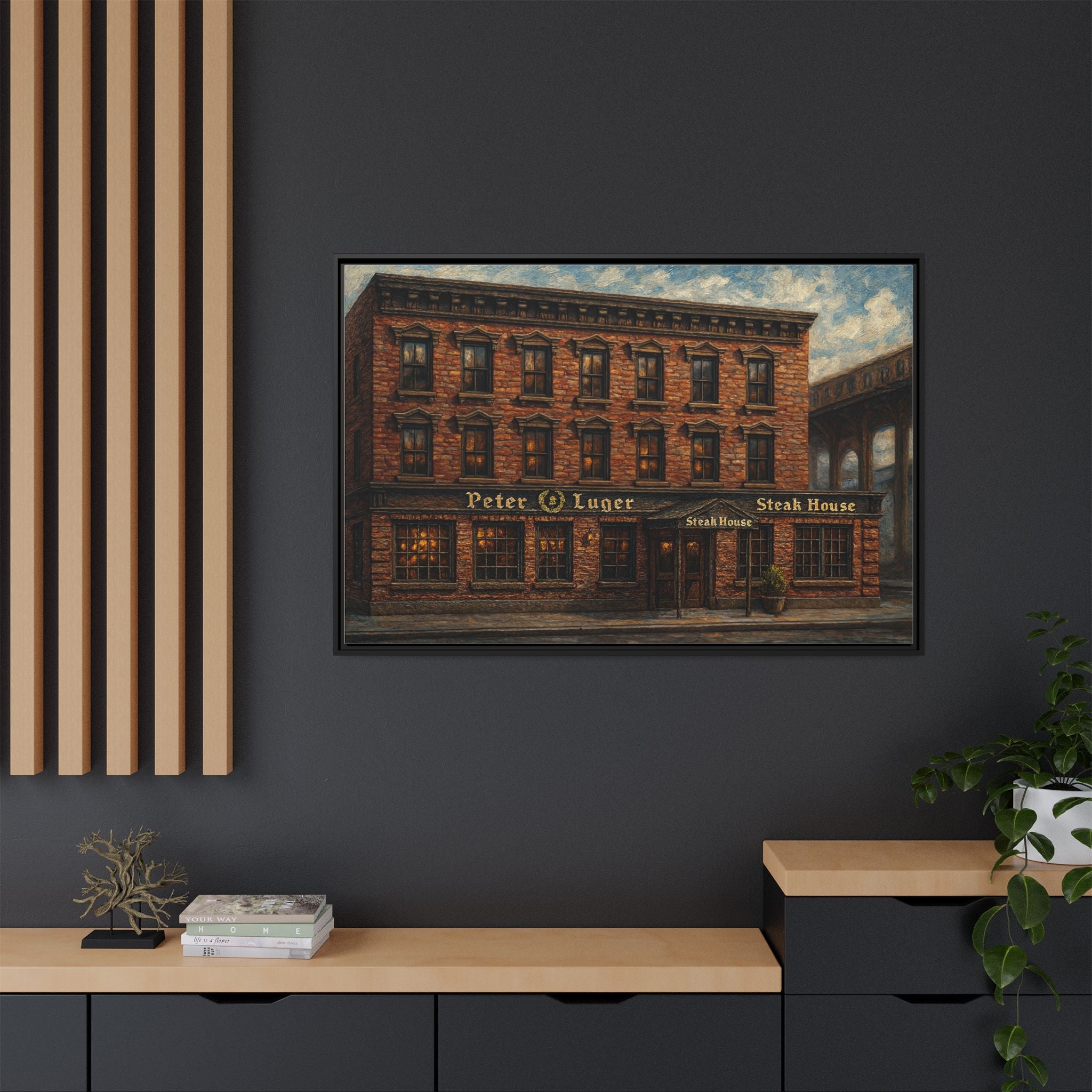 Peter Luger Steakhouse — Restaurant Print | Matte Canvas + Wooden Frame