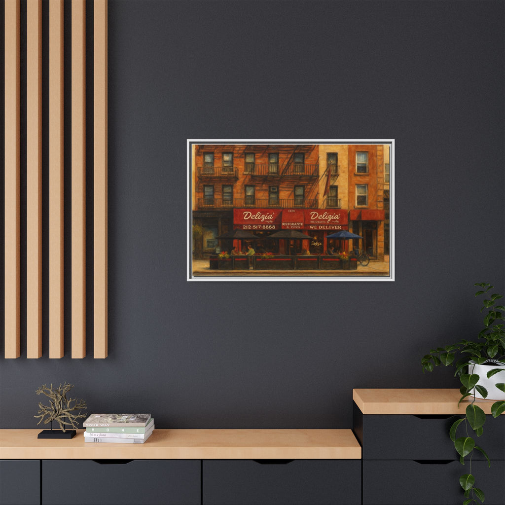 Delizia Pizza — Restaurant Print | Matte Canvas + Wooden Frame