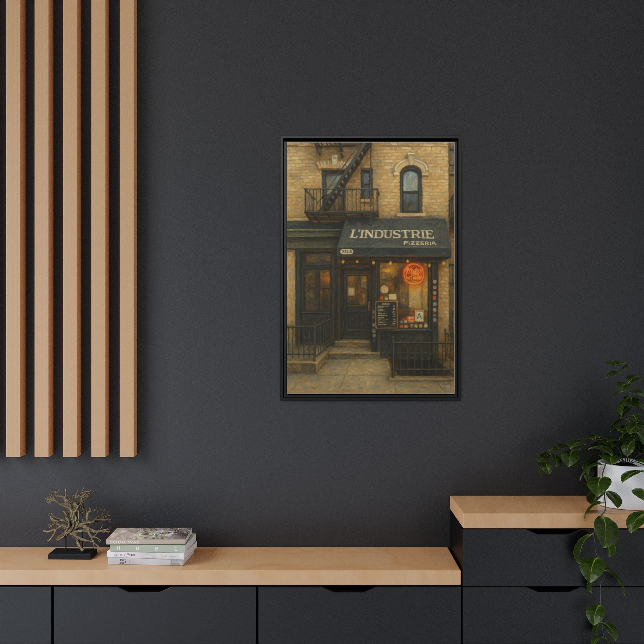 L'Industrie Pizza — Restaurant Print | Matte Canvas + Wooden Frame