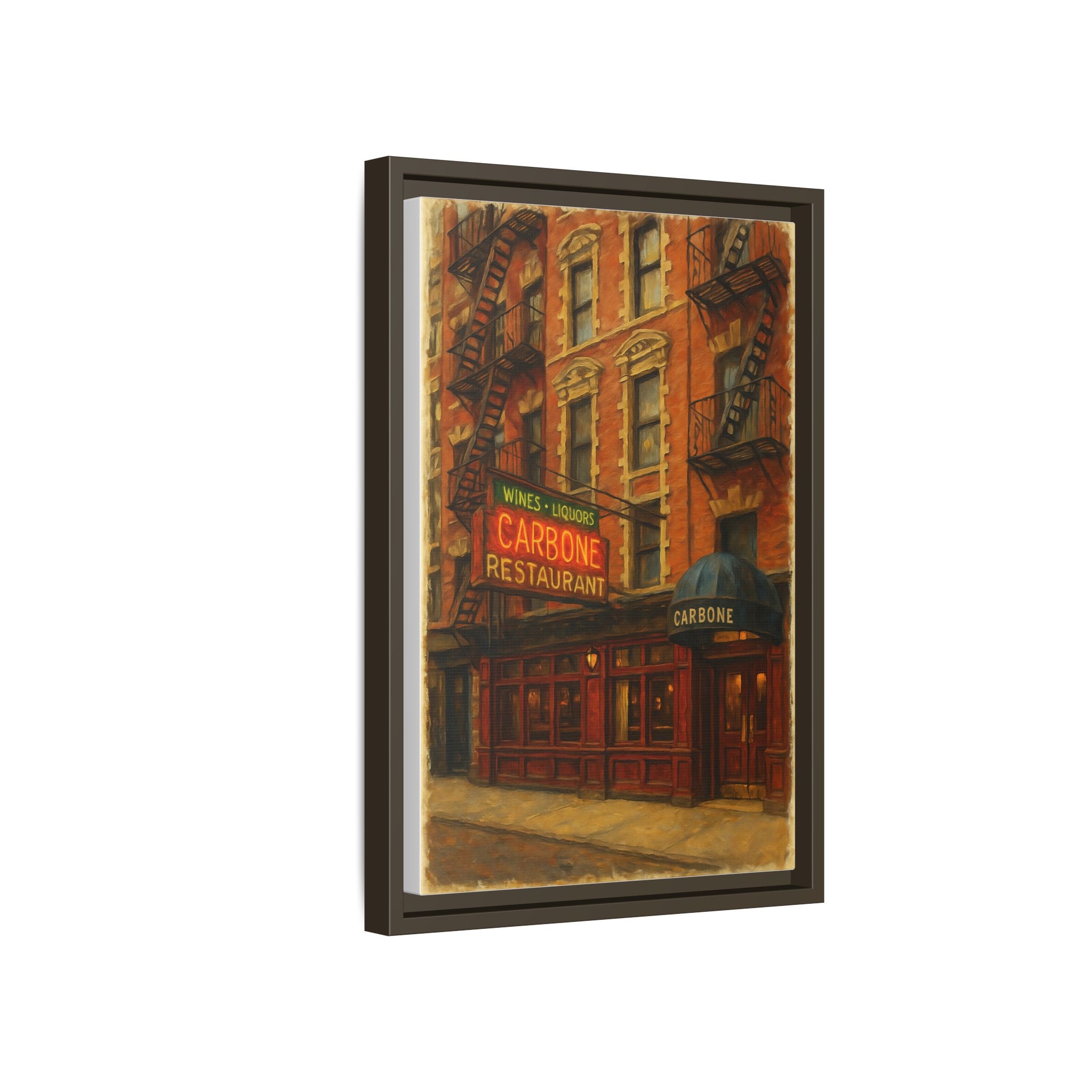 Carbone — Restaurant Print | Matte Canvas + Wooden Frame