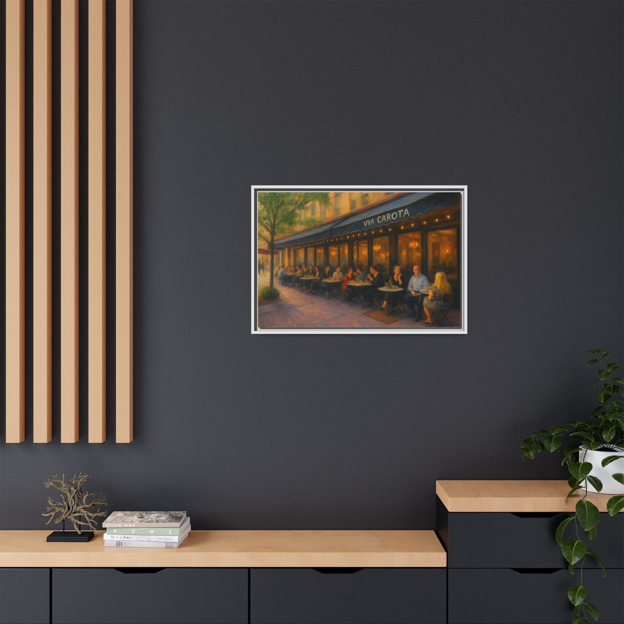 Via Carota — Restaurant Print | Matte Canvas + Wooden Frame