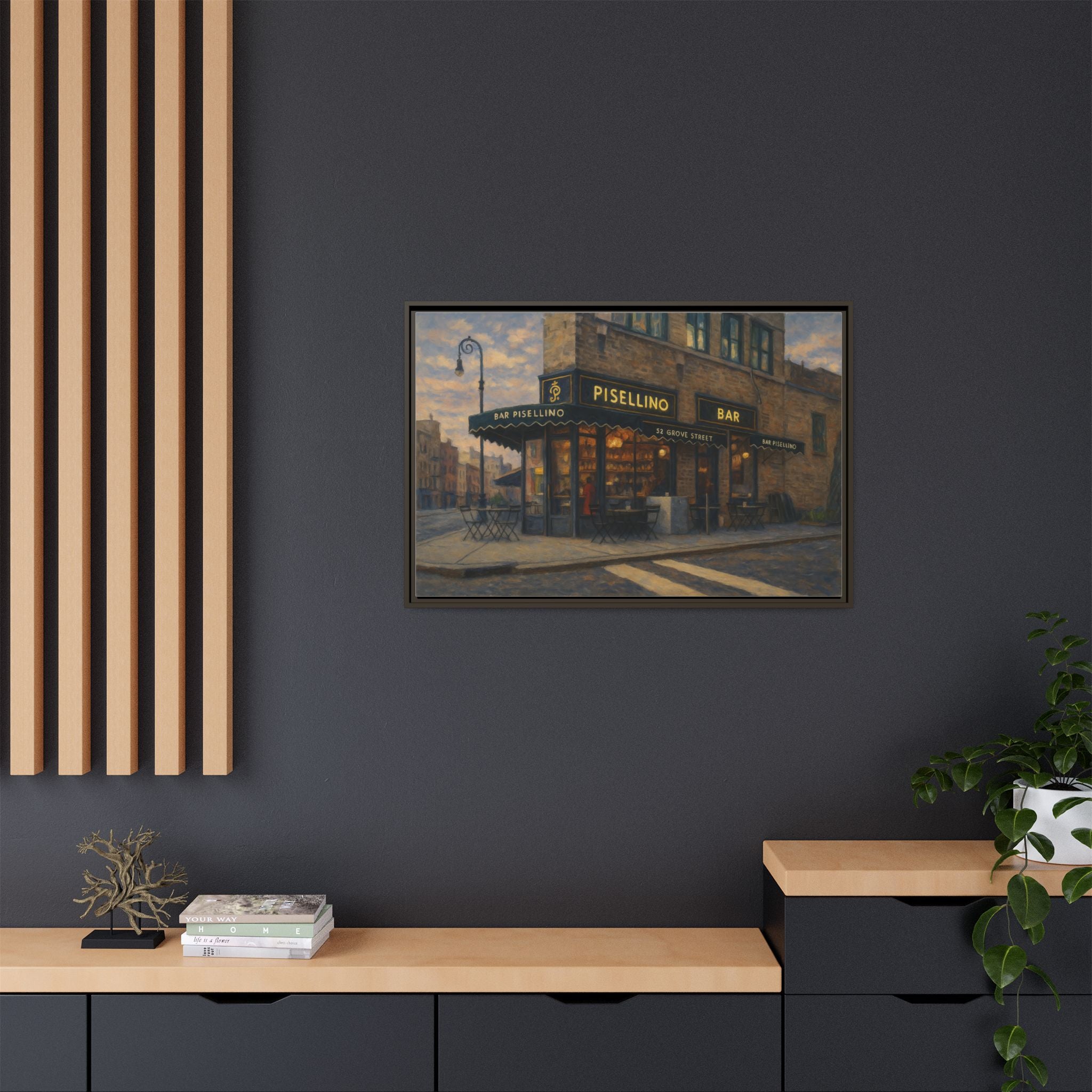 Bar Pisellino — Restaurant Print | Matte Canvas + Wooden Frame