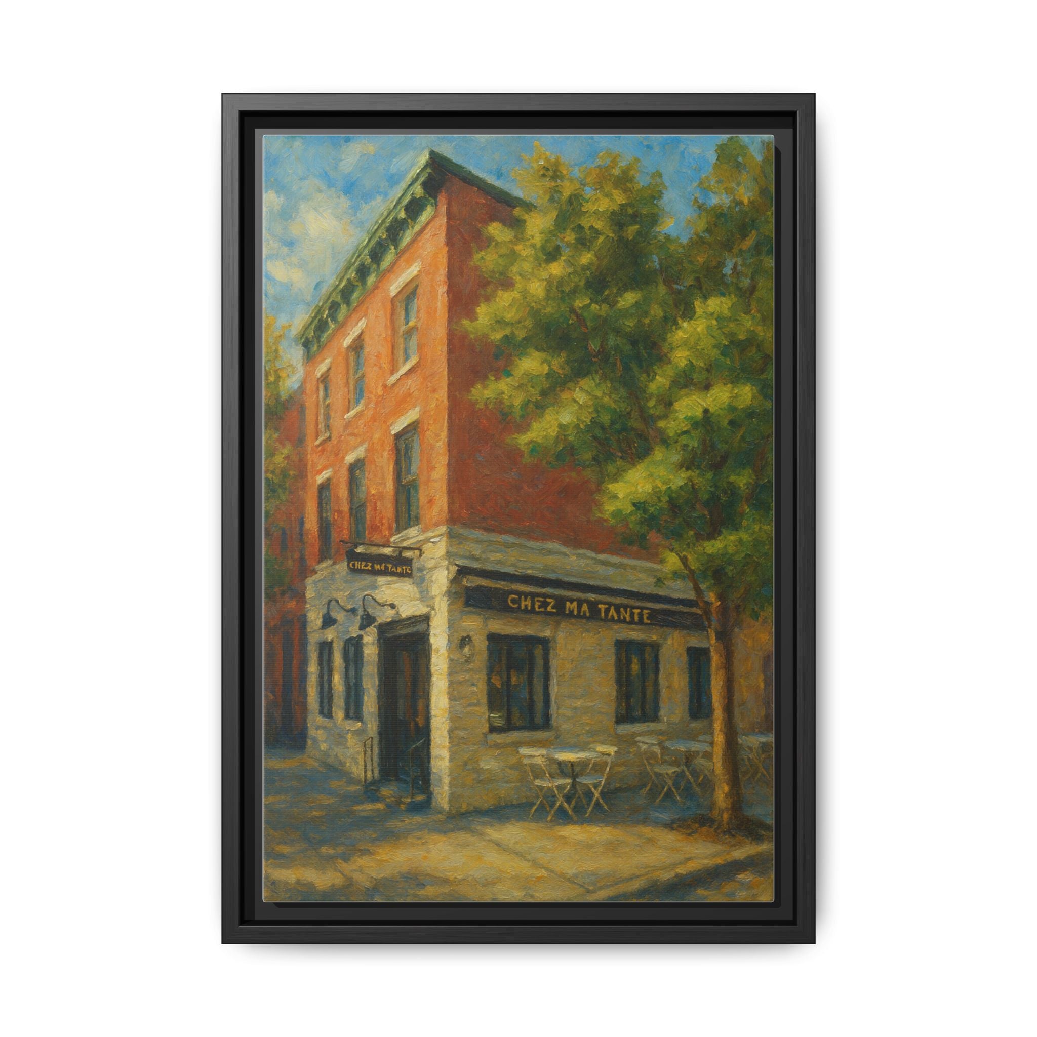 Chez Ma Tante — Restaurant Print | Matte Canvas + Wooden Frame