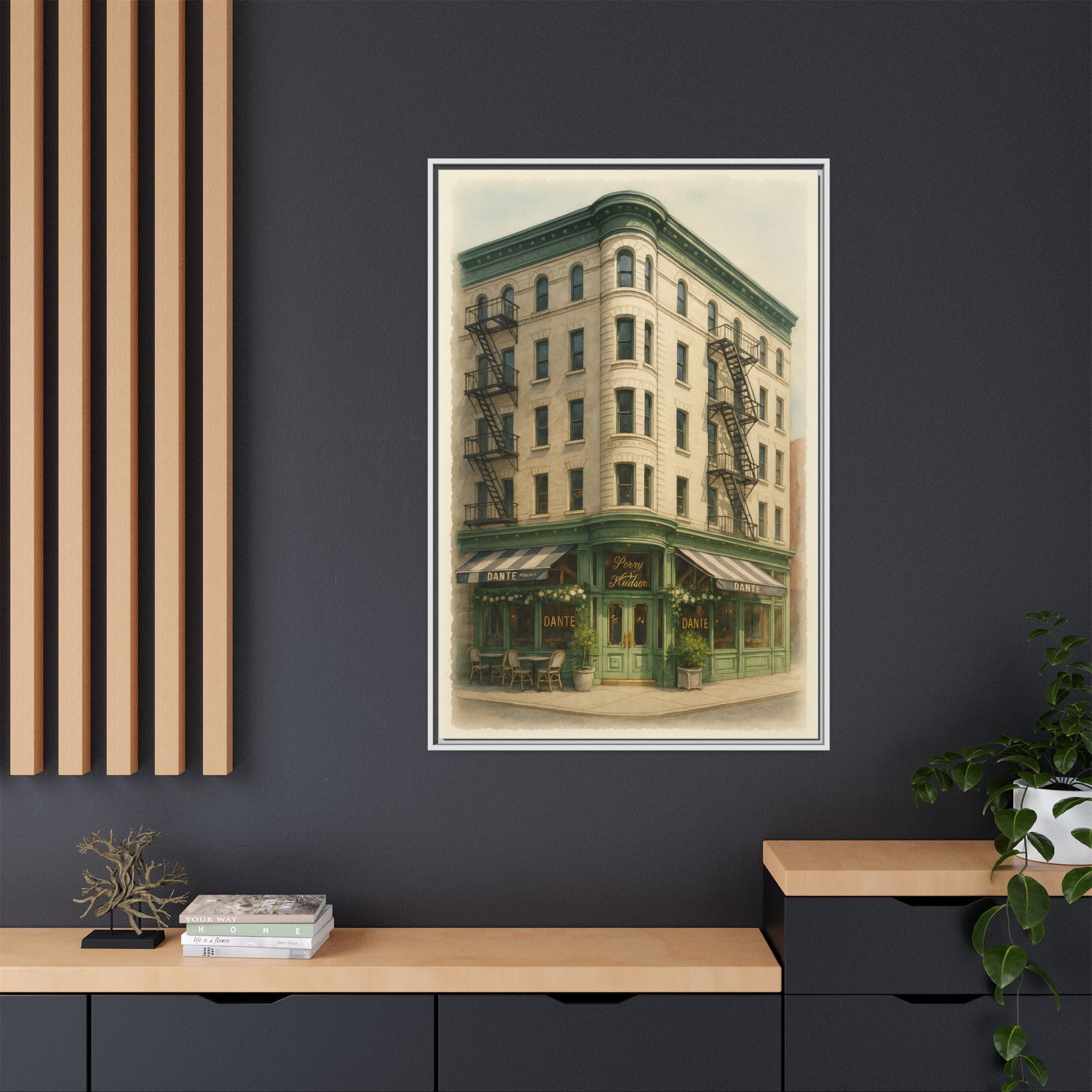 Dante West Village — Restaurant Print | Matte Canvas + Wooden Frame