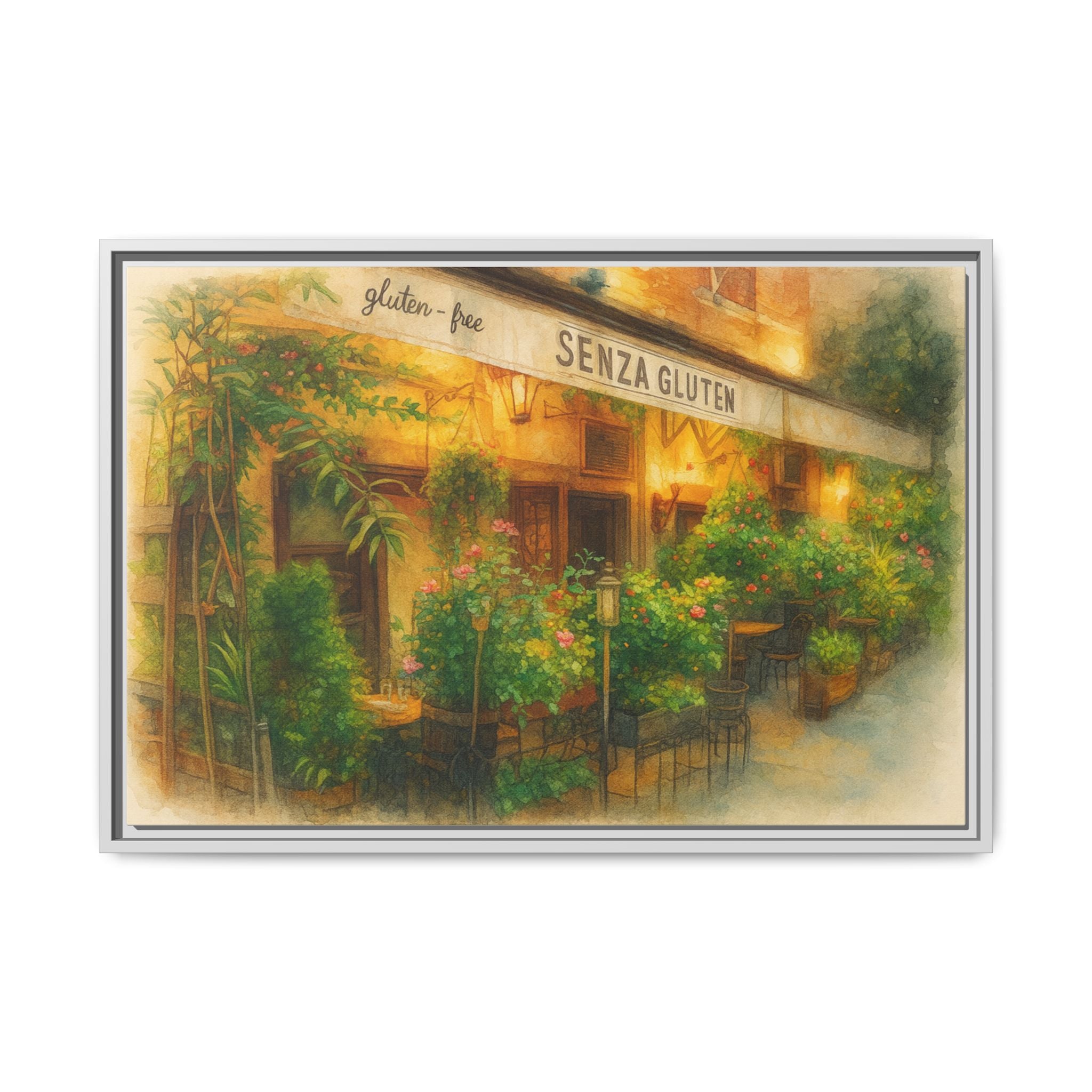Senza Gluten — Restaurant Print | Matte Canvas + Wooden Frame