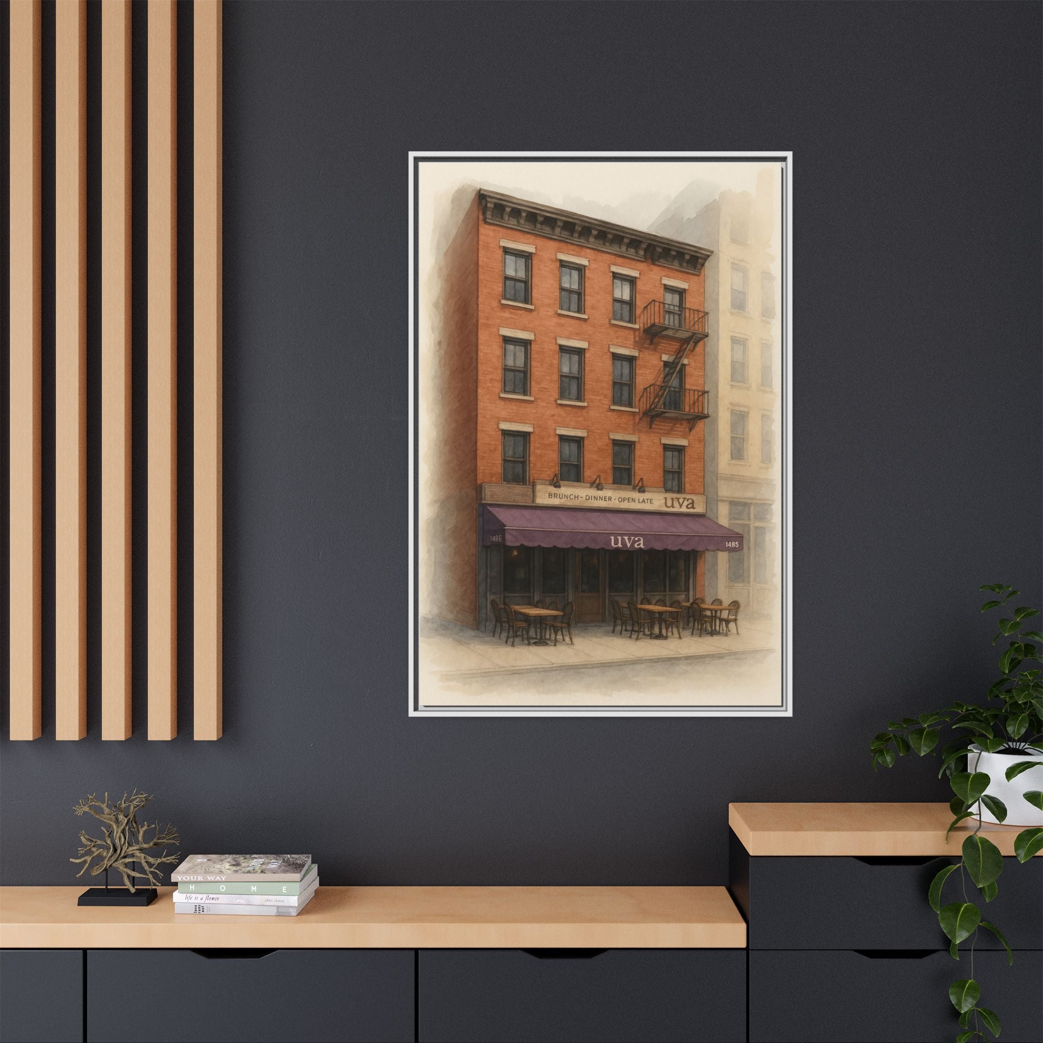 Uva Restaurant Print — Restaurant Print | Matte Canvas + Wooden Frame