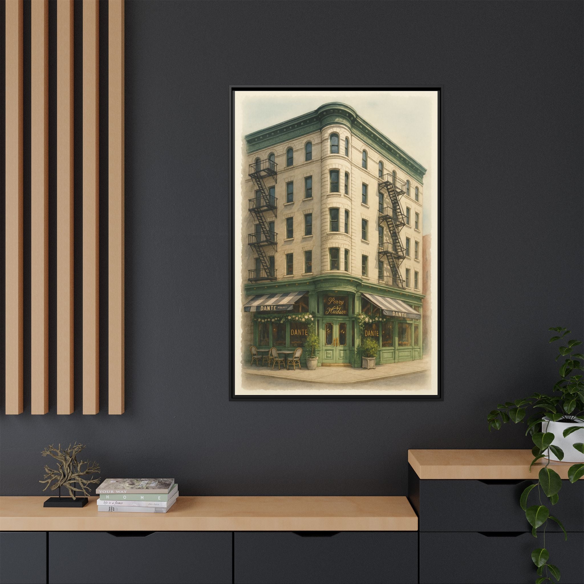 Dante West Village — Restaurant Print | Matte Canvas + Wooden Frame