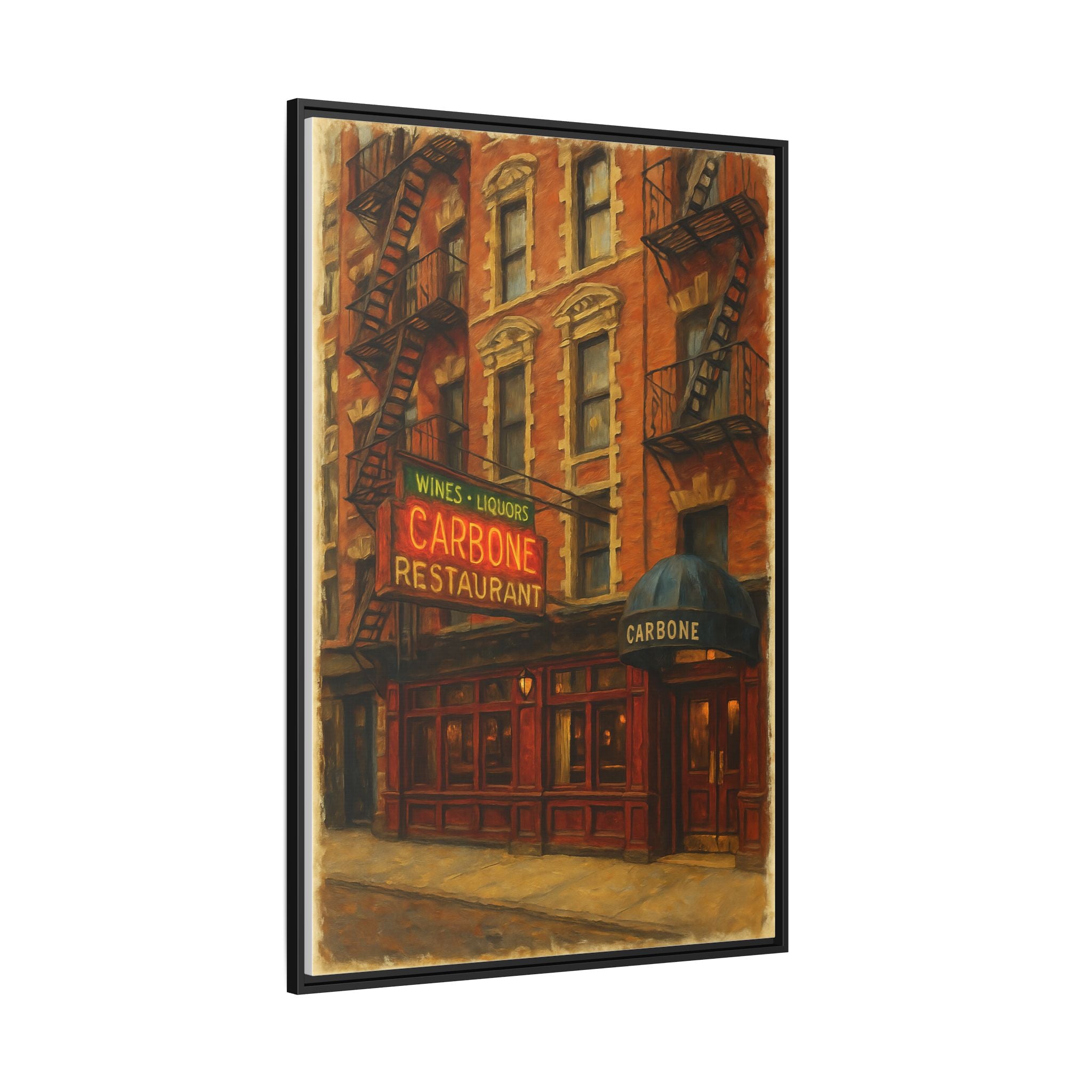Carbone — Restaurant Print | Matte Canvas + Wooden Frame