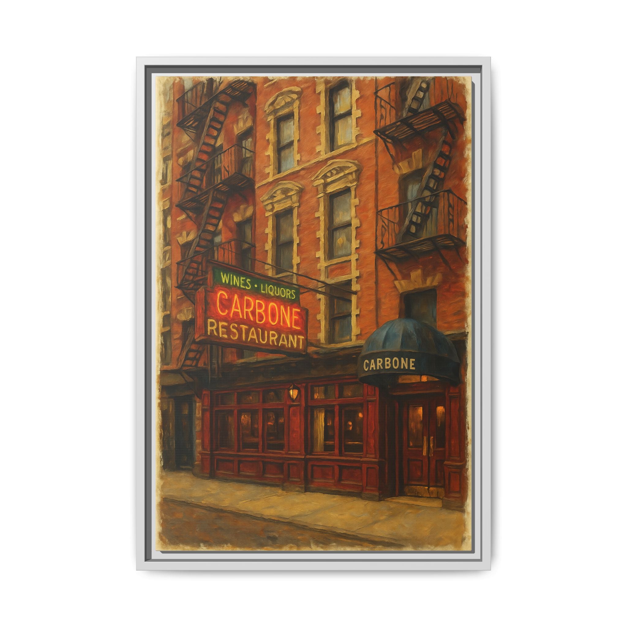 Carbone — Restaurant Print | Matte Canvas + Wooden Frame