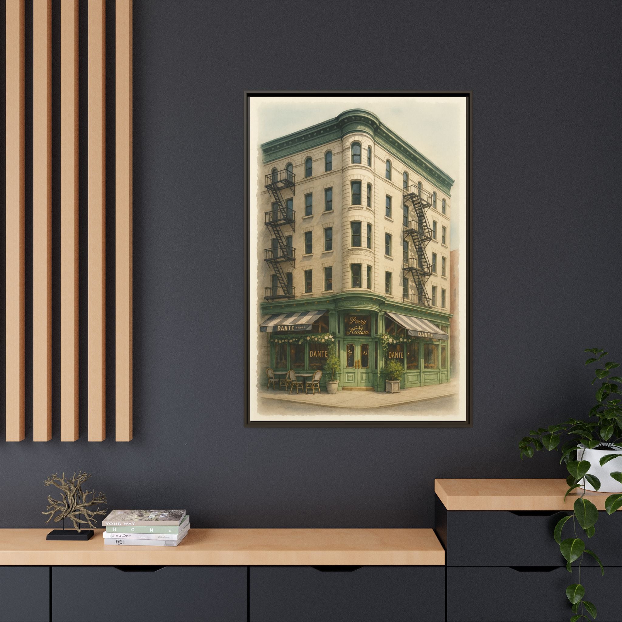 Dante West Village — Restaurant Print | Matte Canvas + Wooden Frame