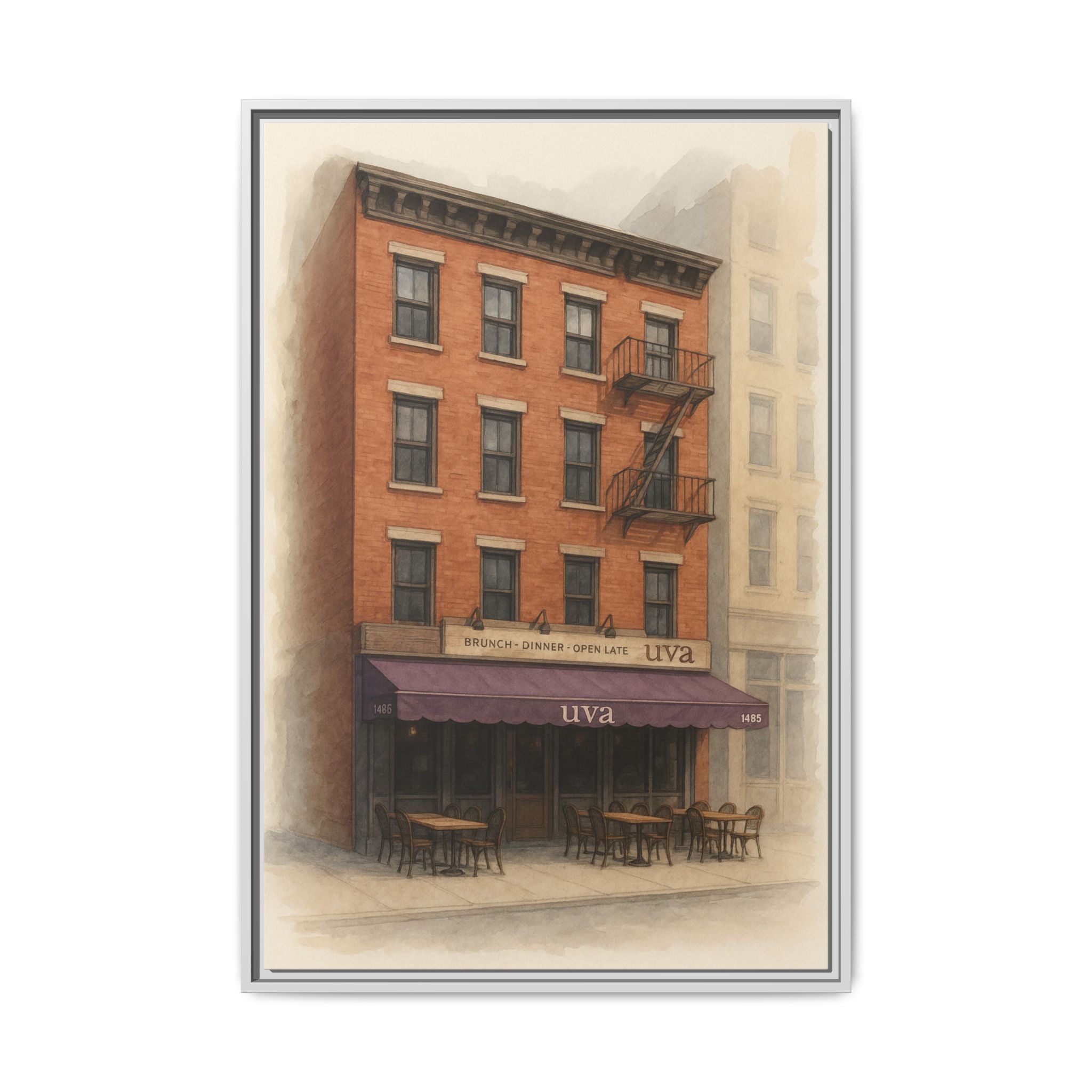 Uva Restaurant Print — Restaurant Print | Matte Canvas + Wooden Frame